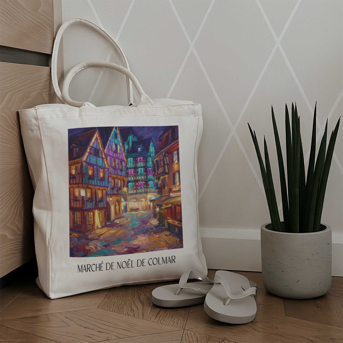 marché-de-noël-colmar-frankreich-einkaufstasche-oil-painting-oelgemaelde