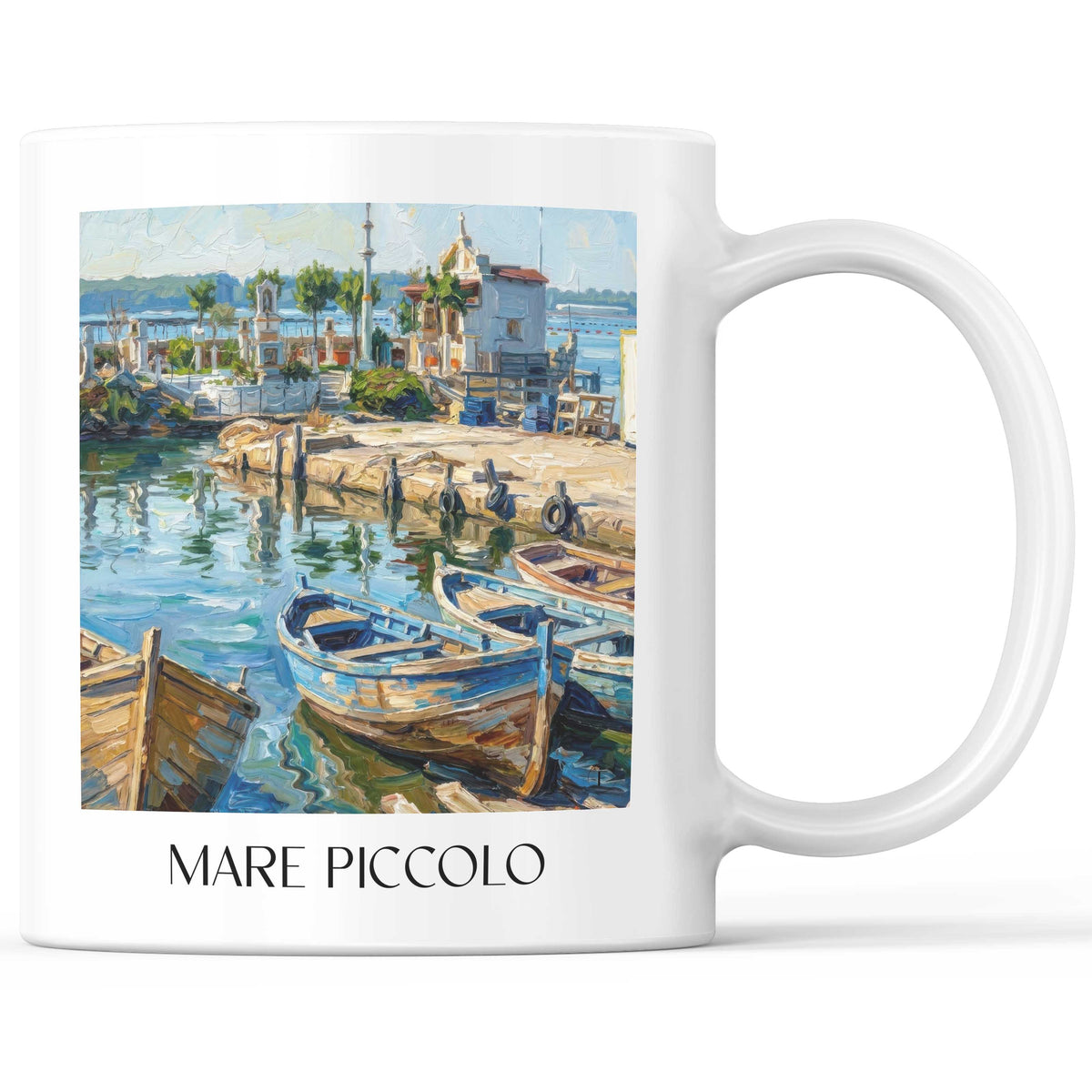 Mare Piccolo Kaffeebecher - Taranto - Italien Becher - Kaffeetasse im Ölgemälde Stil - favplace