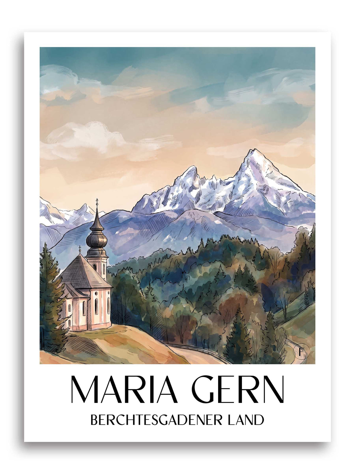 maria-gern-berchtesgadener-land-deutschland-poster-aquarell