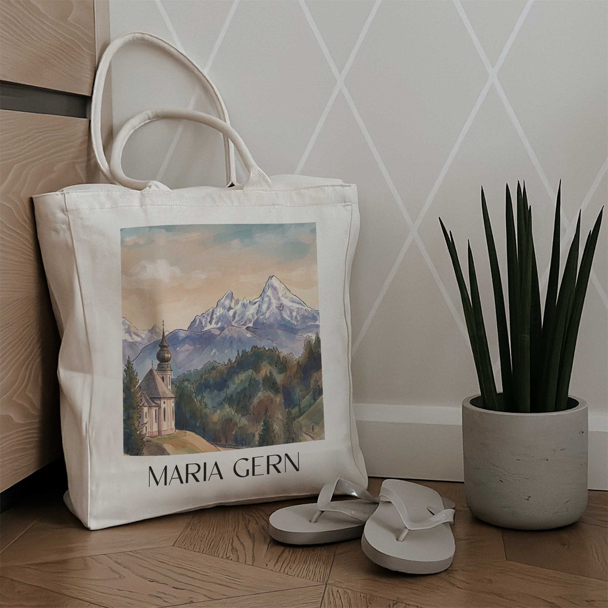 maria-gern-berchtesgadener-land-deutschland-einkaufstasche-aquarell