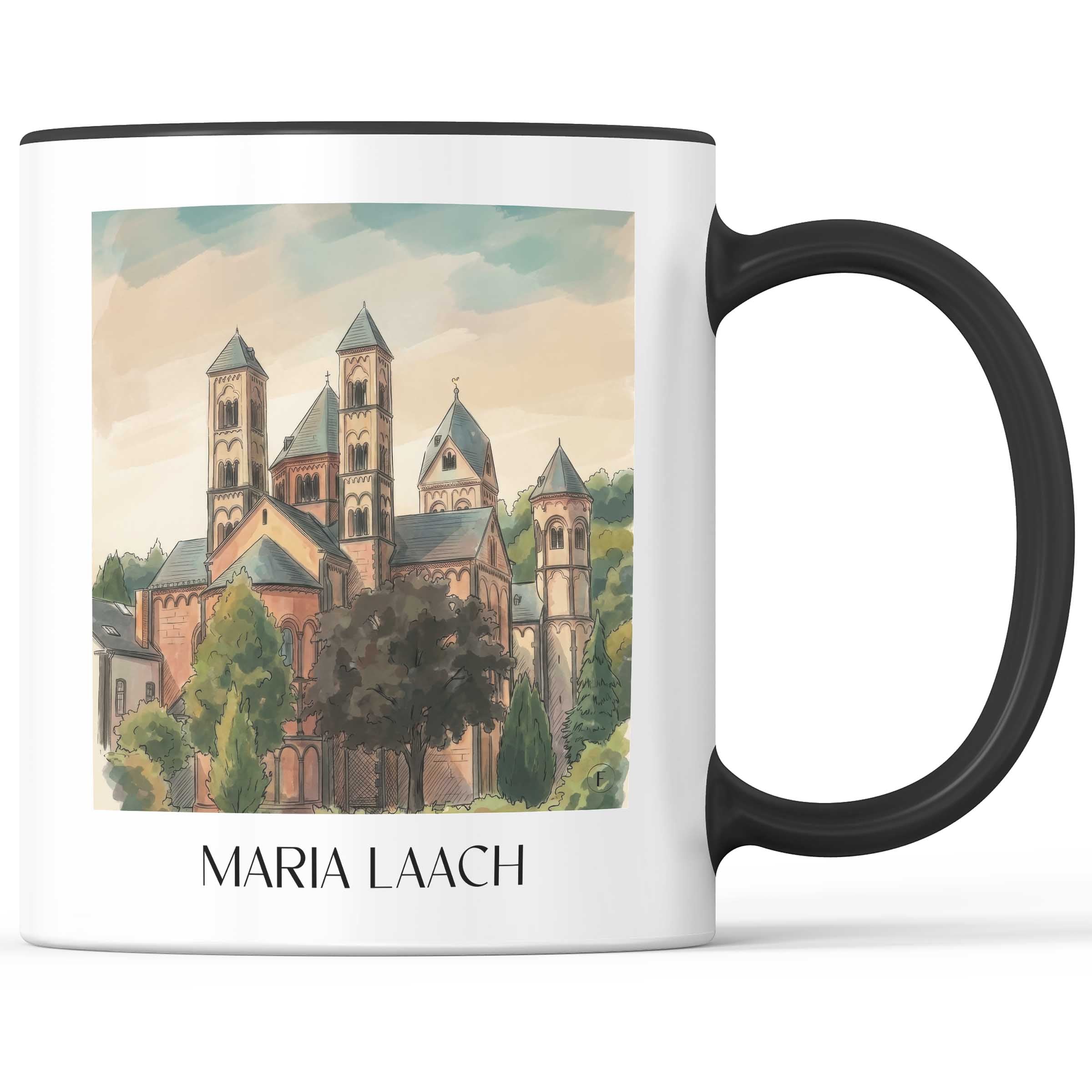 Maria Laach Kaffeebecher - Eifel - Deutschland Becher - Kaffeetasse im Aquarell Stil - favplace