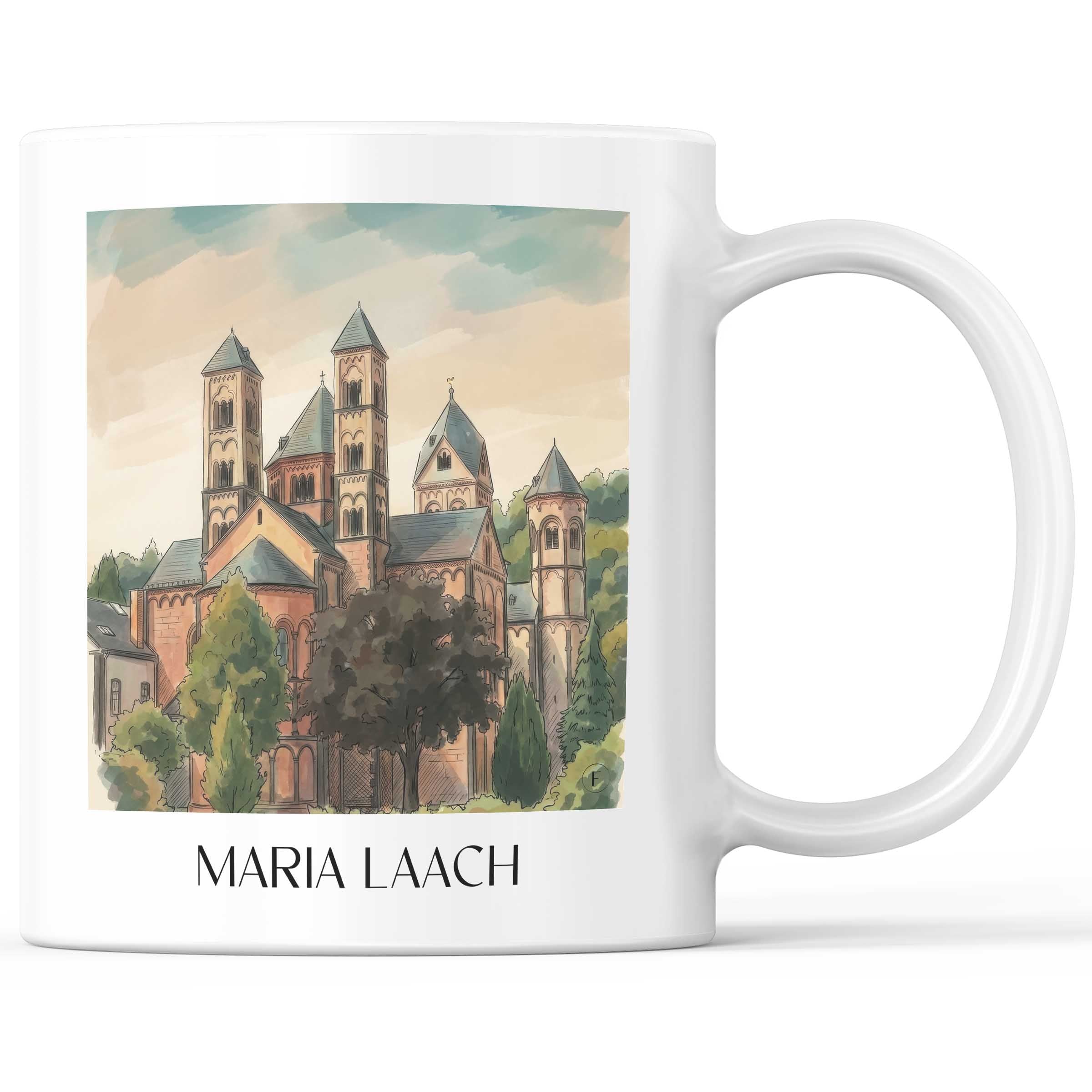 Maria Laach Kaffeebecher - Eifel - Deutschland Becher - Kaffeetasse im Aquarell Stil - favplace