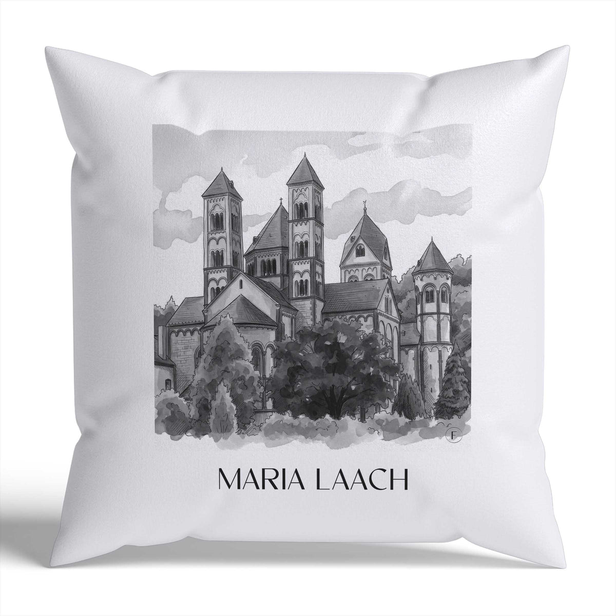 maria-laach-eifel-deutschland-kissenbezug-aquarell-schwarz-weiss
