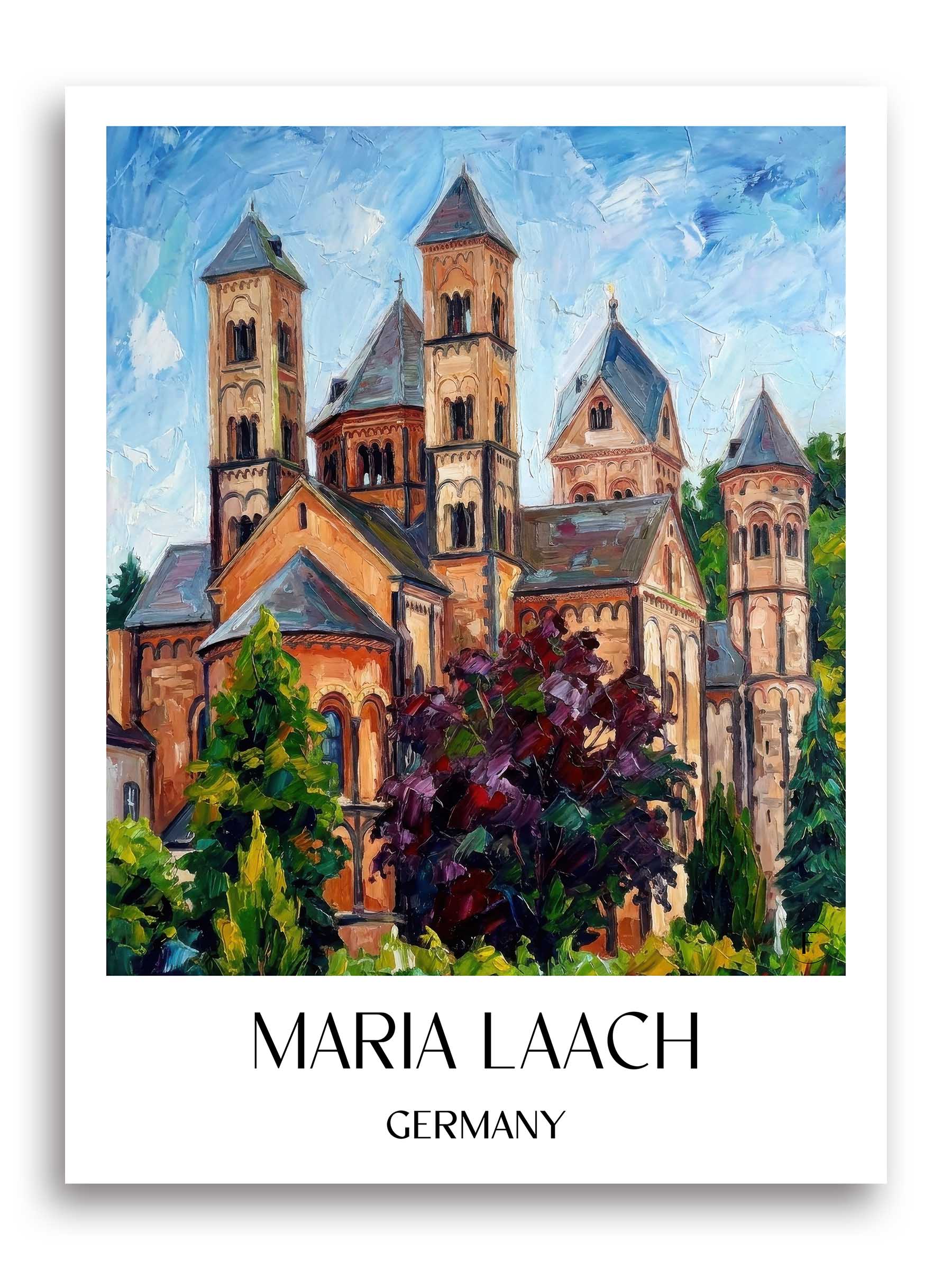 Maria Laach Poster - Eifel - Deutschland Kunstdruck - Ölgemälde von A4 bis A1 - favplace