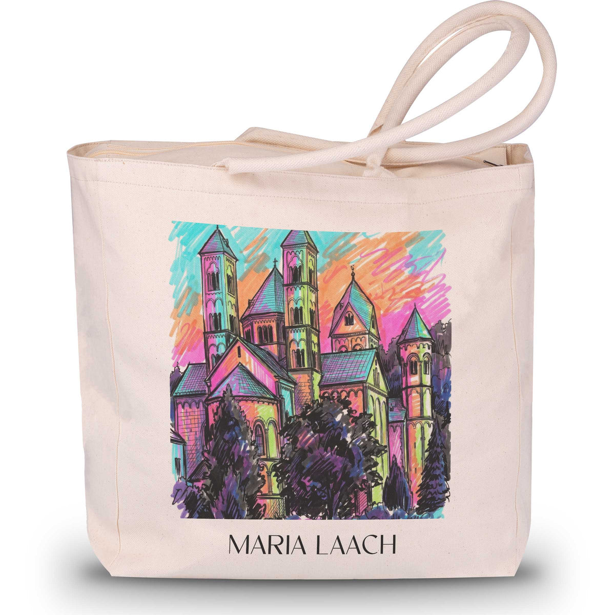 Maria Laach Shopping Tasche - Eifel - Deutschland Tote Bag - Einkaufstasche im Tag Graffiti Stil - favplace