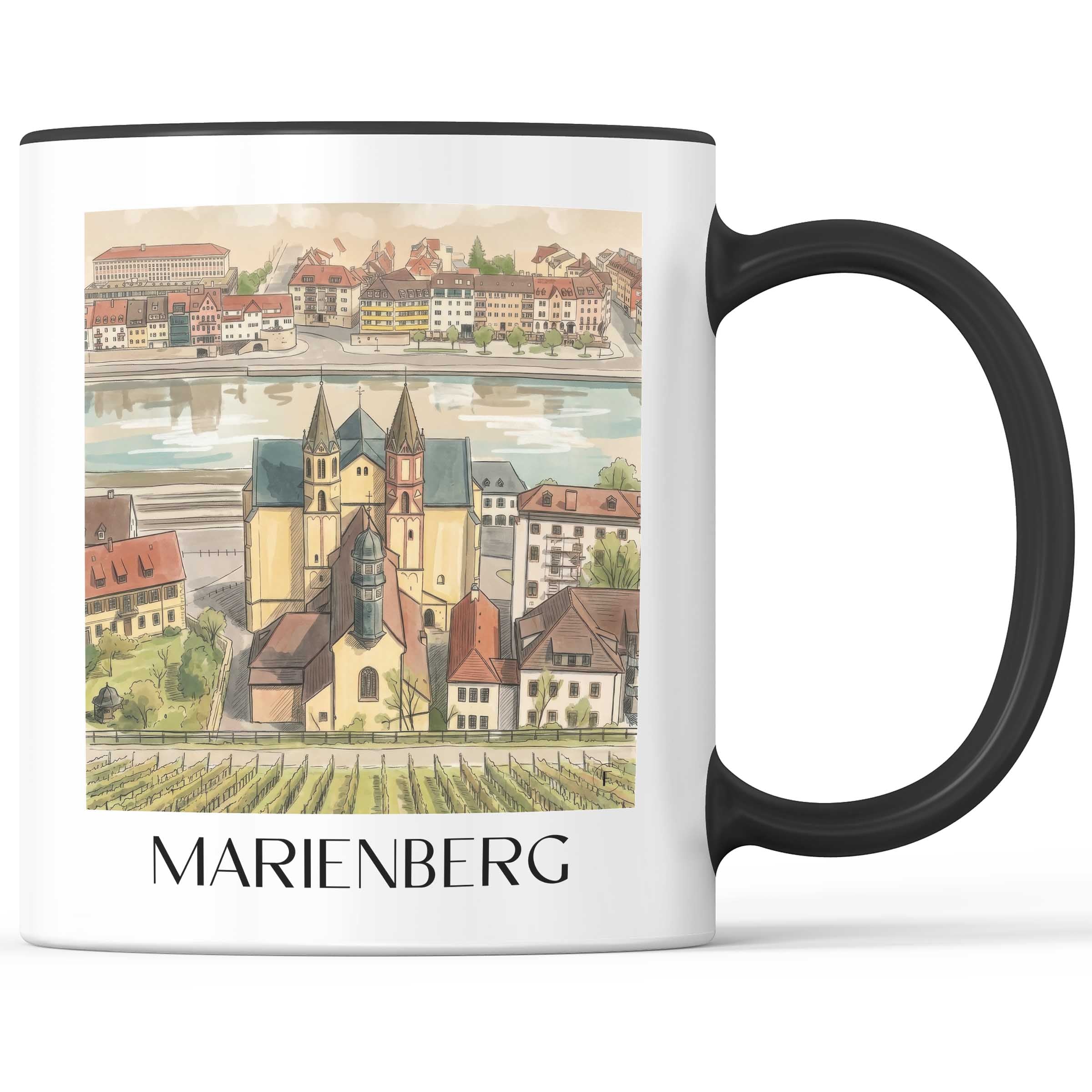 Marienberg Kaffeebecher - Würzburg - Deutschland Becher - Kaffeetasse im Aquarell Stil - favplace