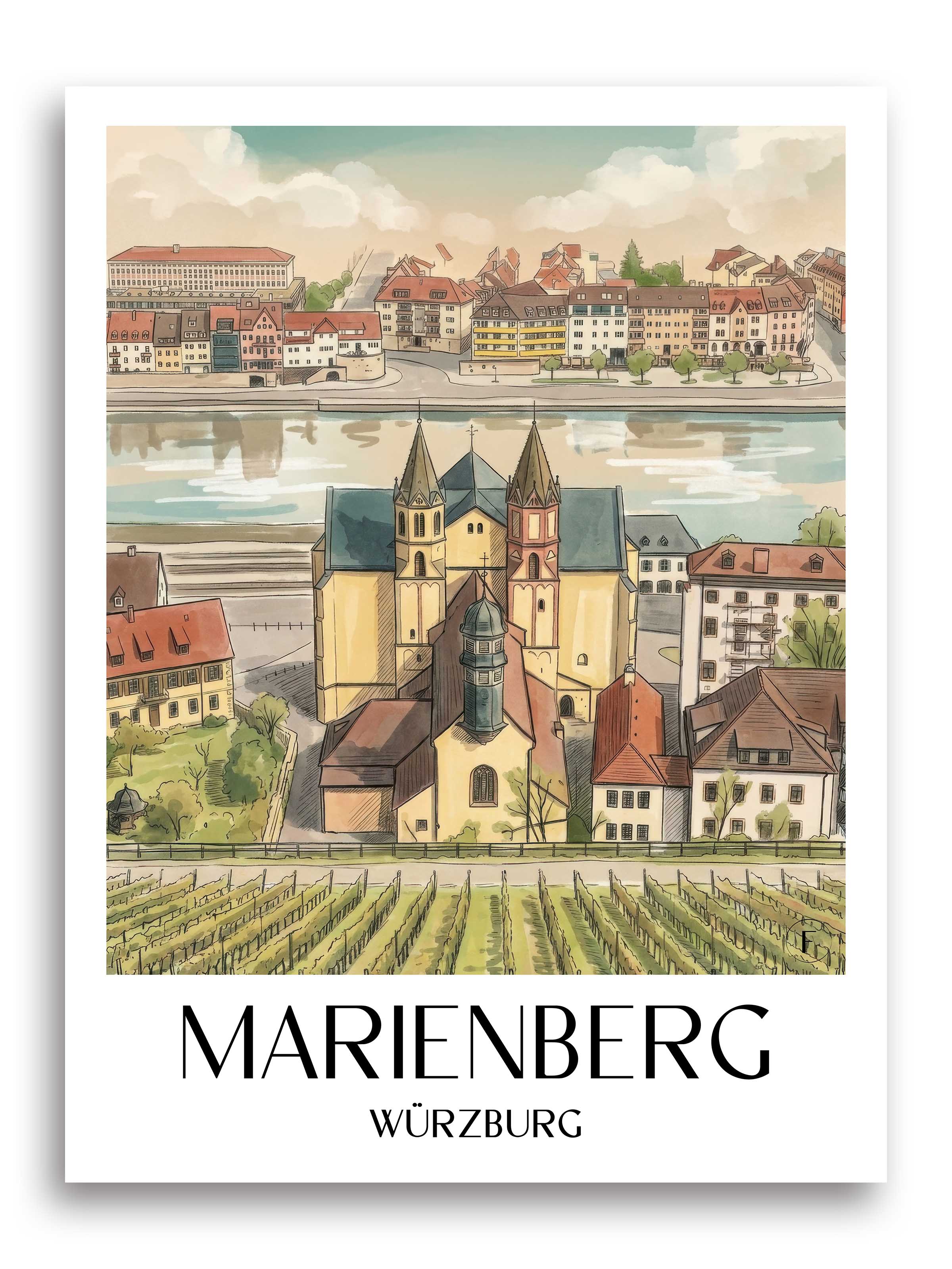 marienberg-würzburg-deutschland-poster-aquarell