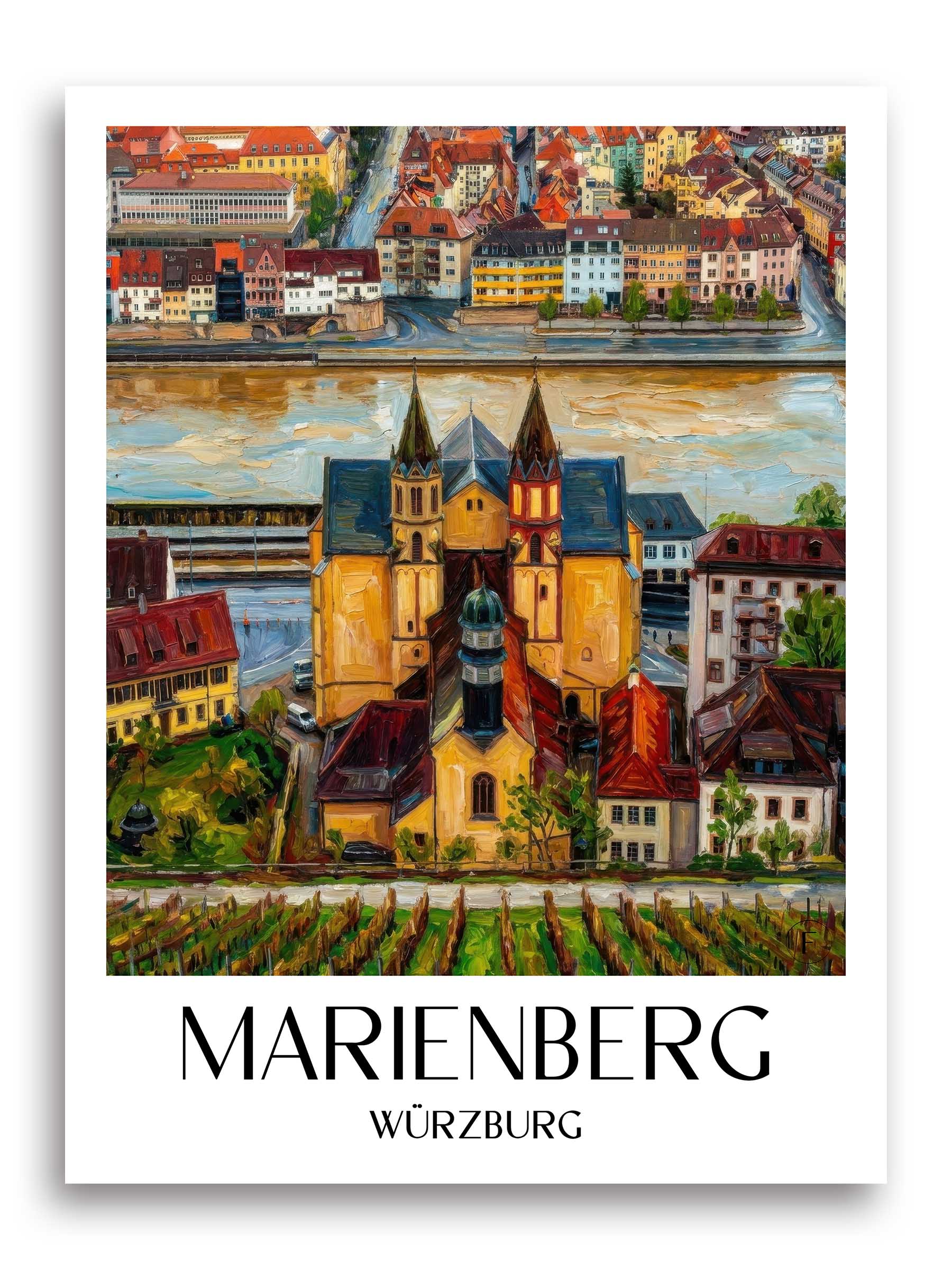 Marienberg Poster - Würzburg - Deutschland Kunstdruck - Ölgemälde von A4 bis A1 - favplace