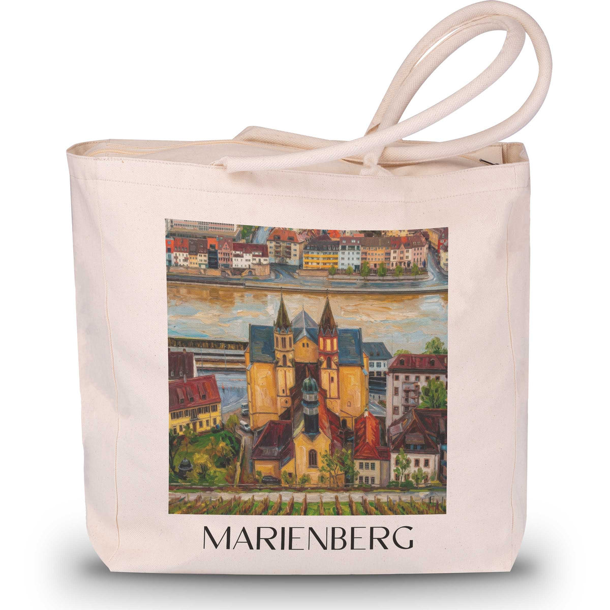 Marienberg Shopping Tasche - Würzburg - Deutschland Tote Bag - Einkaufstasche im Ölgemälde Stil - favplace