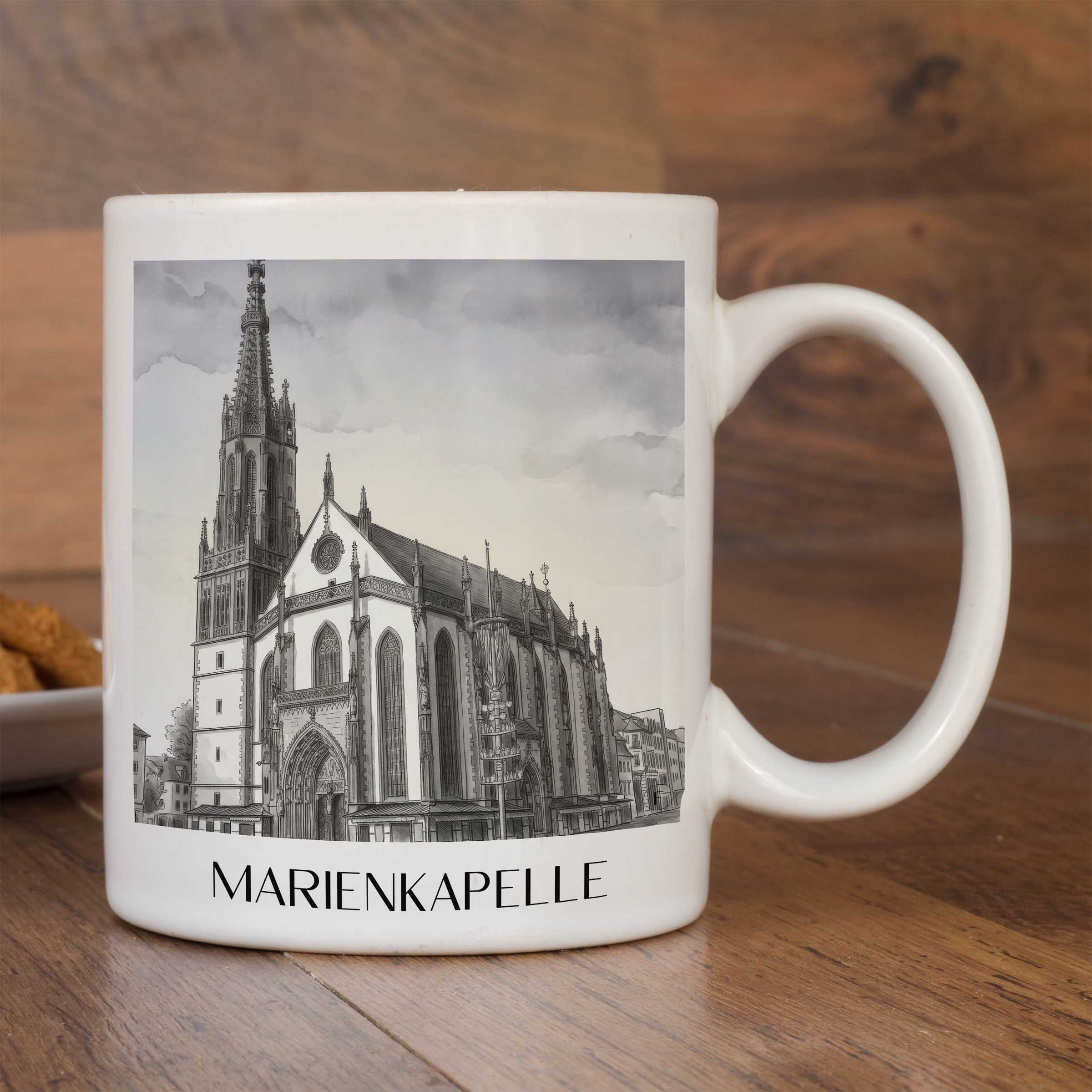 marienkapelle-würzburg-deutschland-kaffeebecher-aquarell-schwarz-weiss
