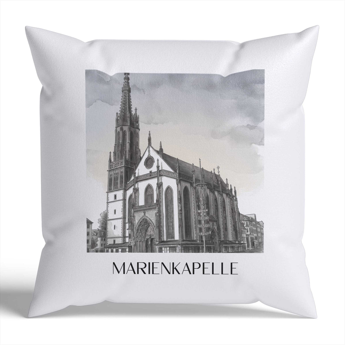 marienkapelle-würzburg-deutschland-kissenbezug-aquarell-schwarz-weiss