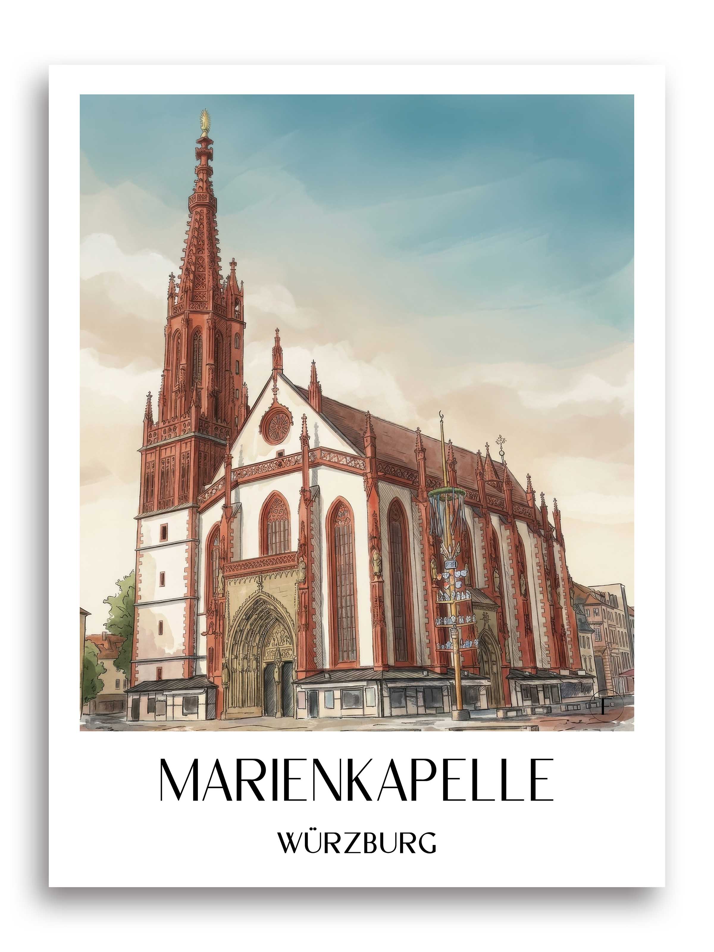 marienkapelle-würzburg-deutschland-poster-aquarell