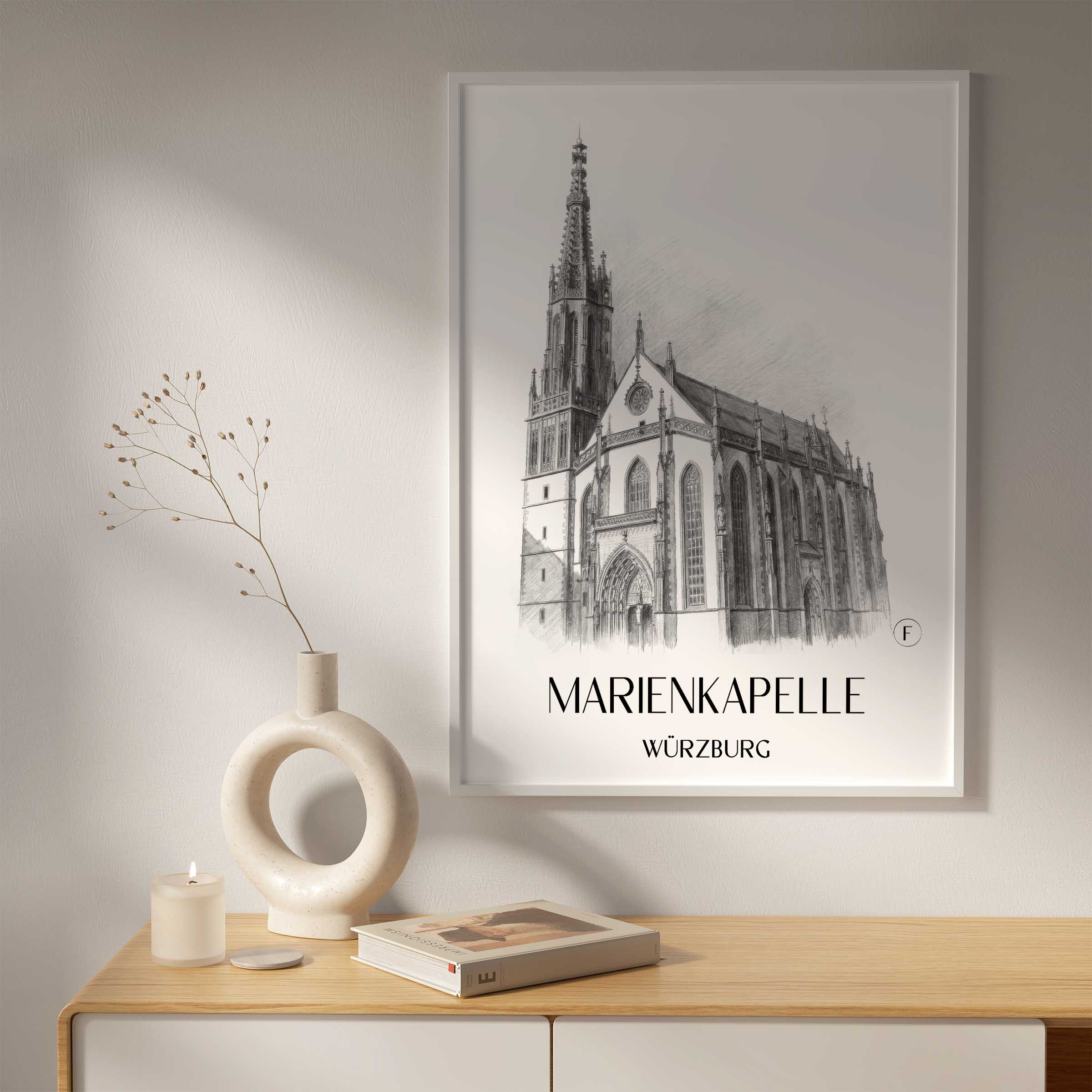 marienkapelle-würzburg-deutschland-poster-bleistift-zeichnung-drawing
