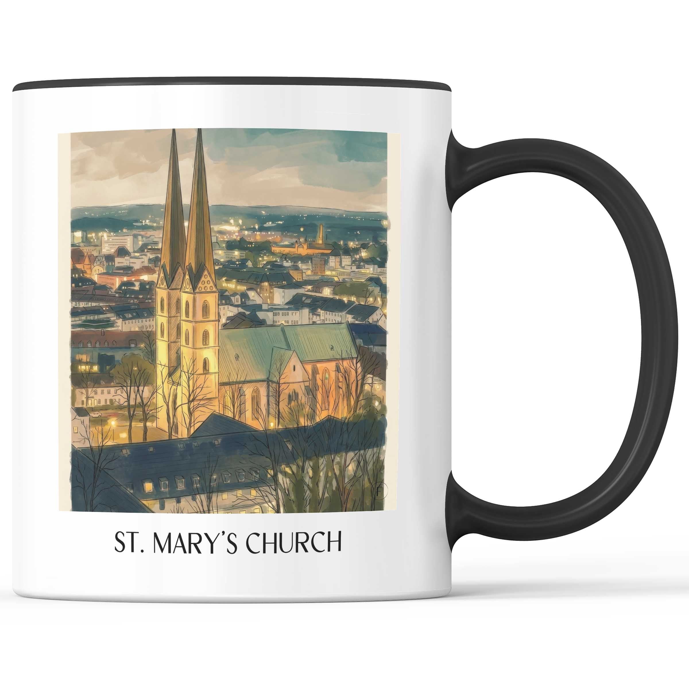 Marienkirche Kaffeebecher - Bielefeld - Deutschland Becher - Kaffeetasse im Aquarell Stil - favplace