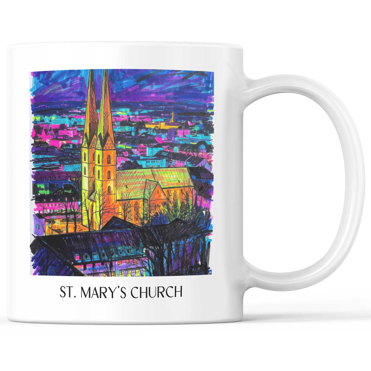 Marienkirche Kaffeebecher - Bielefeld - Deutschland Becher - Kaffeetasse im Tag Graffiti Stil - favplace