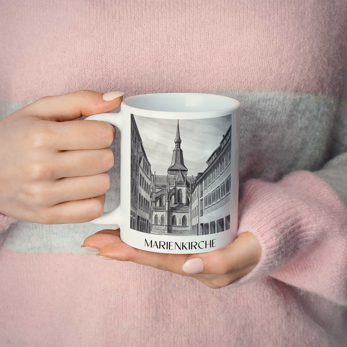 marienkirche-osnabrück-deutschland-kaffeebecher-aquarell-schwarz-weiss