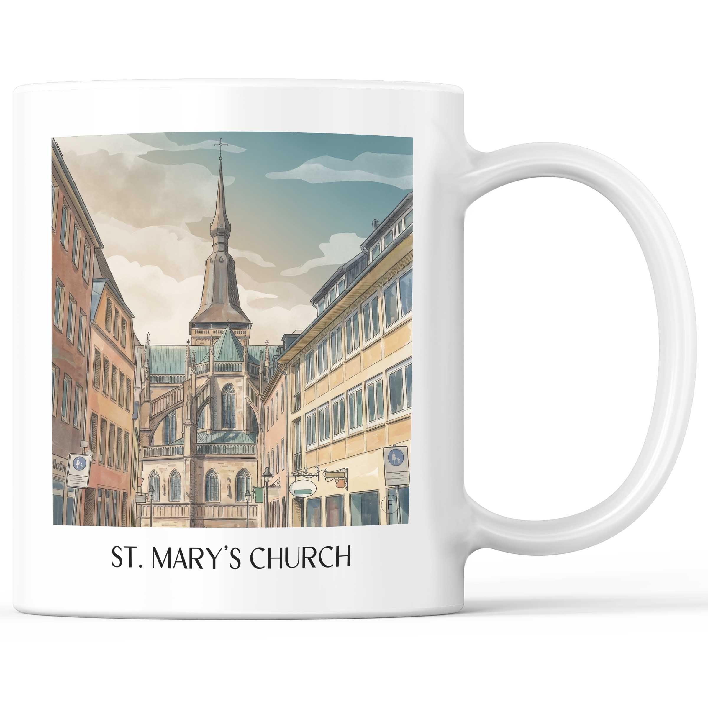 Marienkirche Kaffeebecher - Osnabrück - Deutschland Becher - Kaffeetasse im Aquarell Stil - favplace