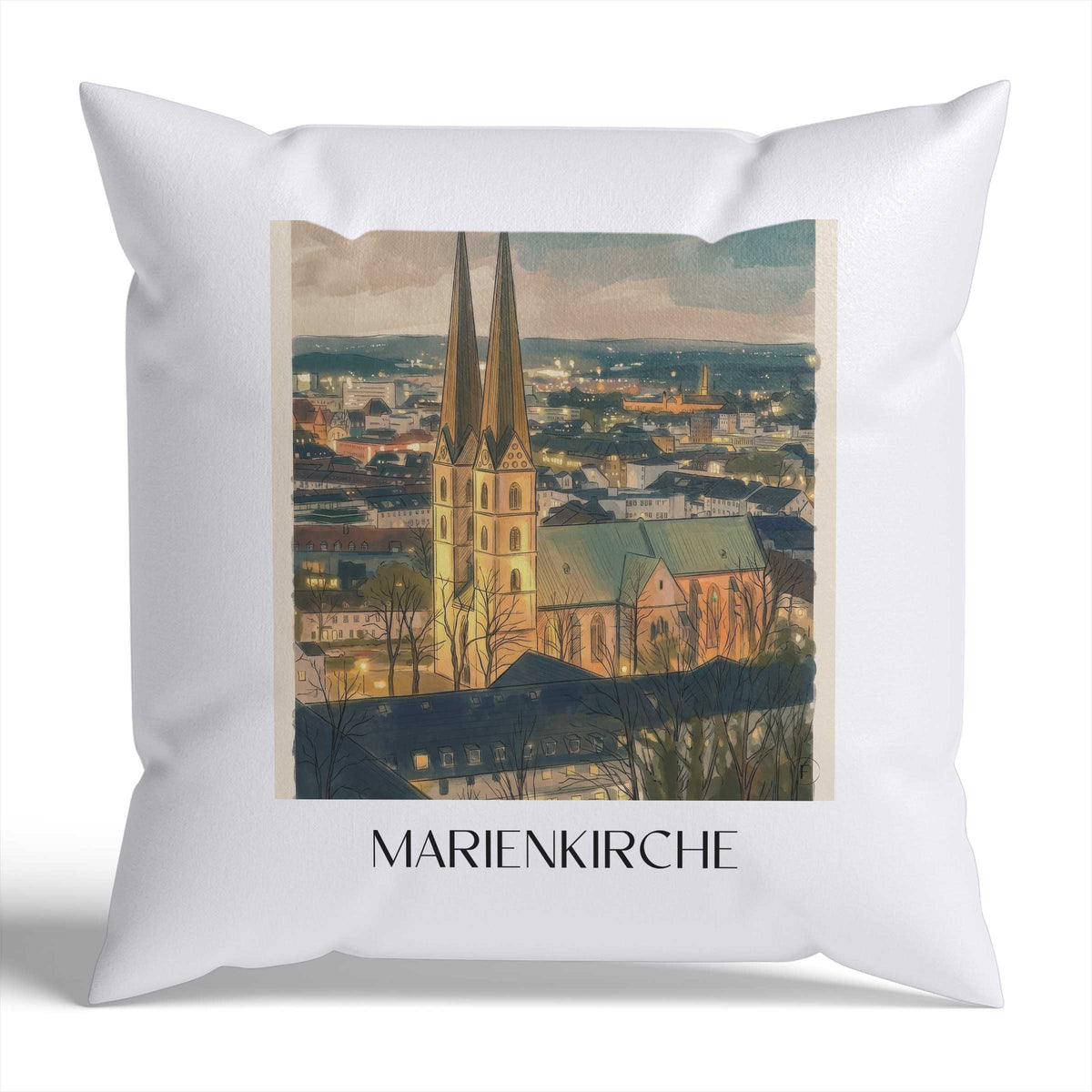marienkirche-bielefeld-deutschland-kissenbezug-aquarell