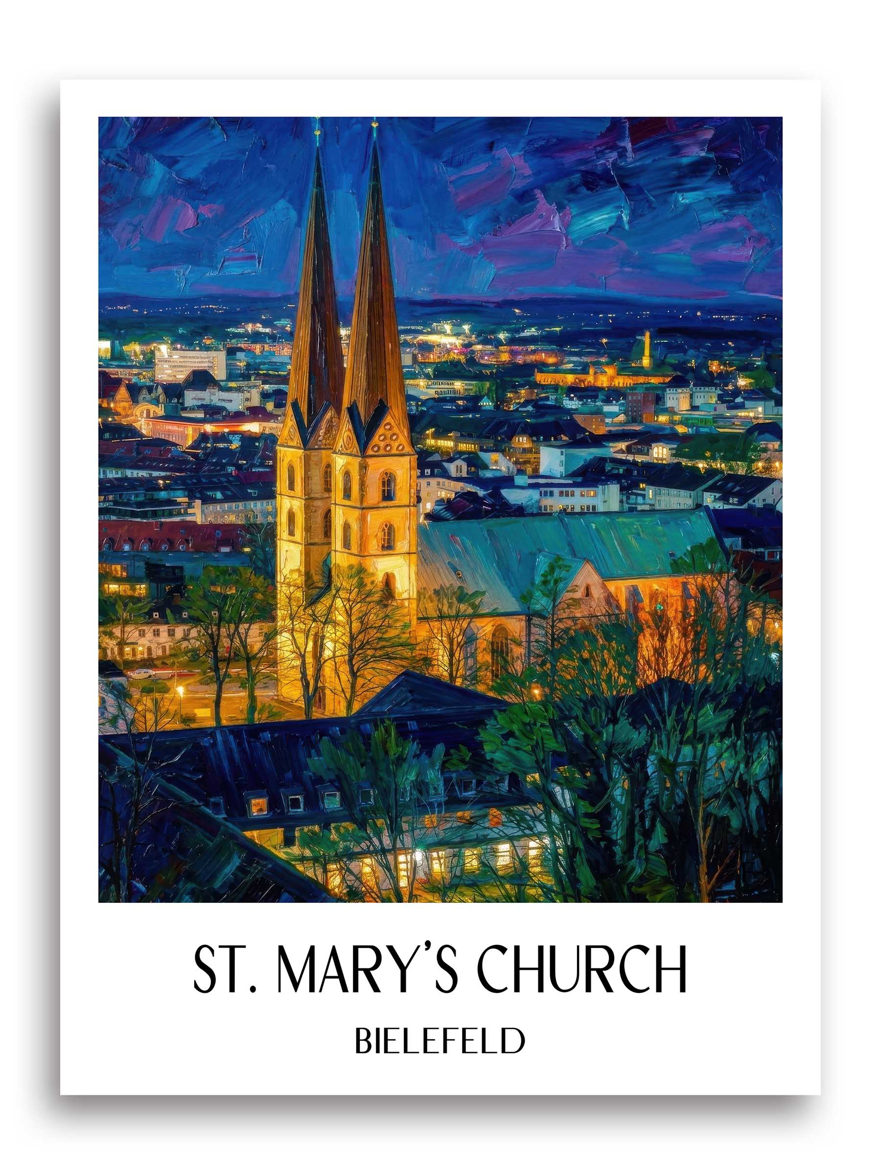 Marienkirche Poster - Bielefeld - Deutschland Kunstdruck - Ölgemälde von A4 bis A1 - favplace