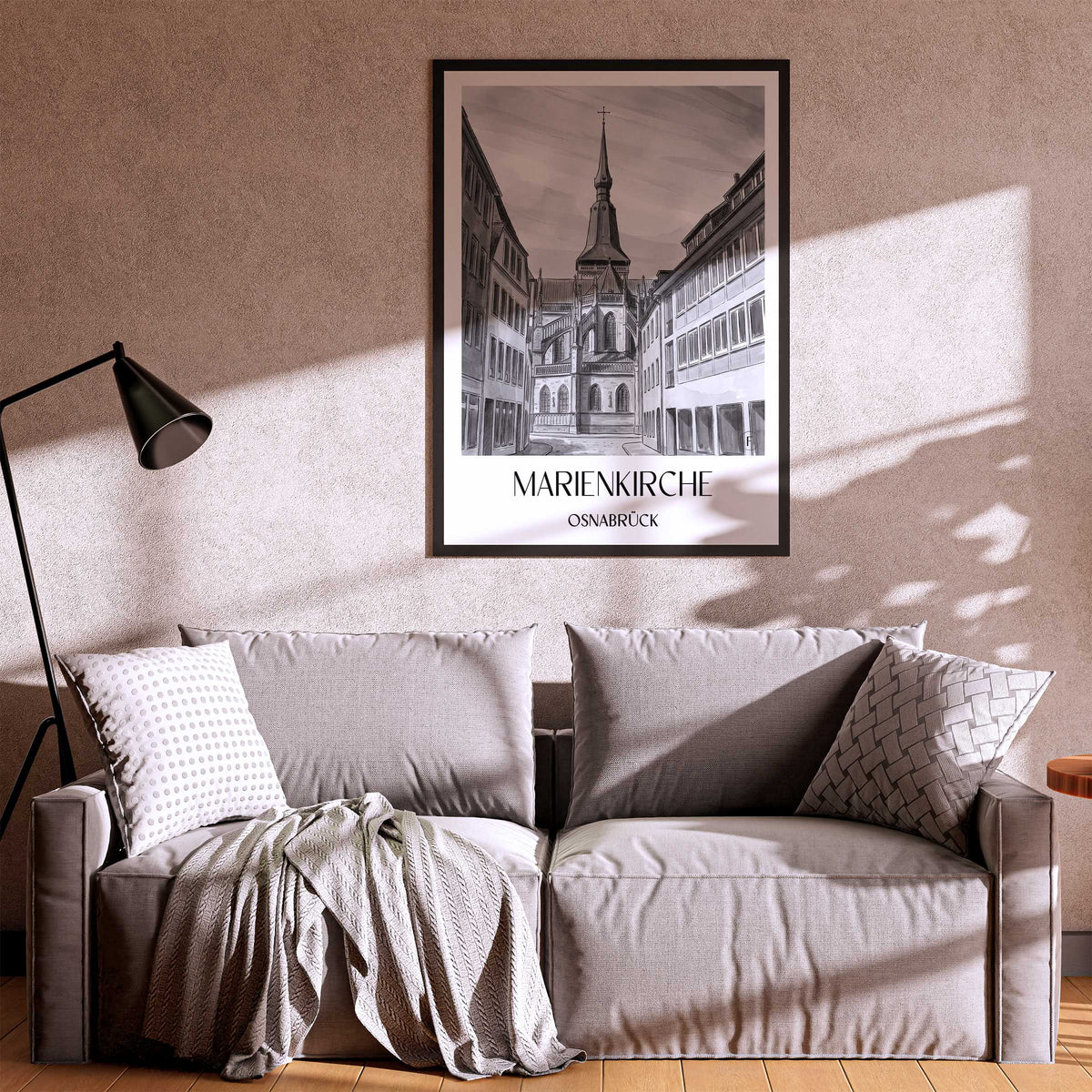 marienkirche-osnabrück-deutschland-poster-aquarell-schwarz-weiss