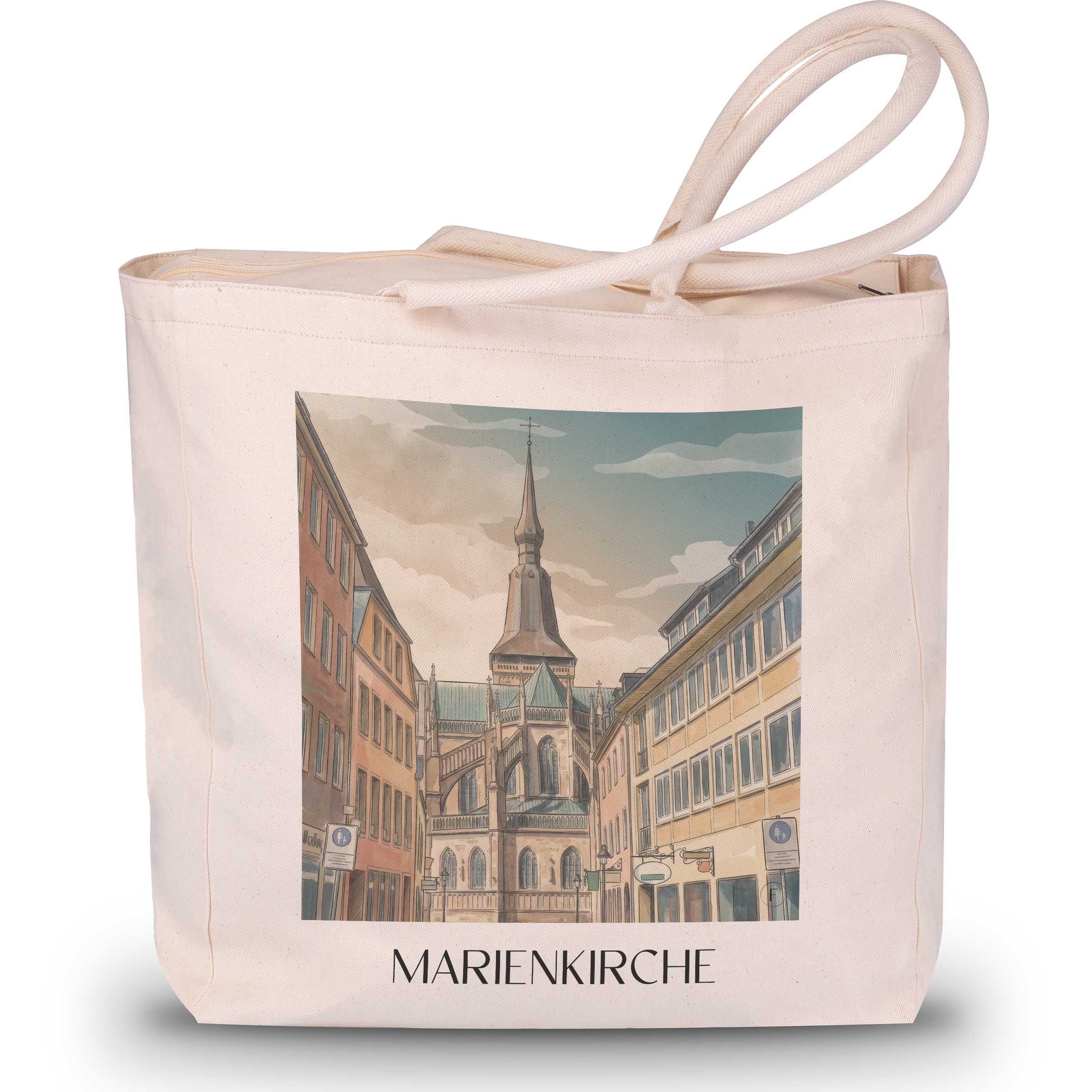 marienkirche-osnabrück-deutschland-einkaufstasche-aquarell