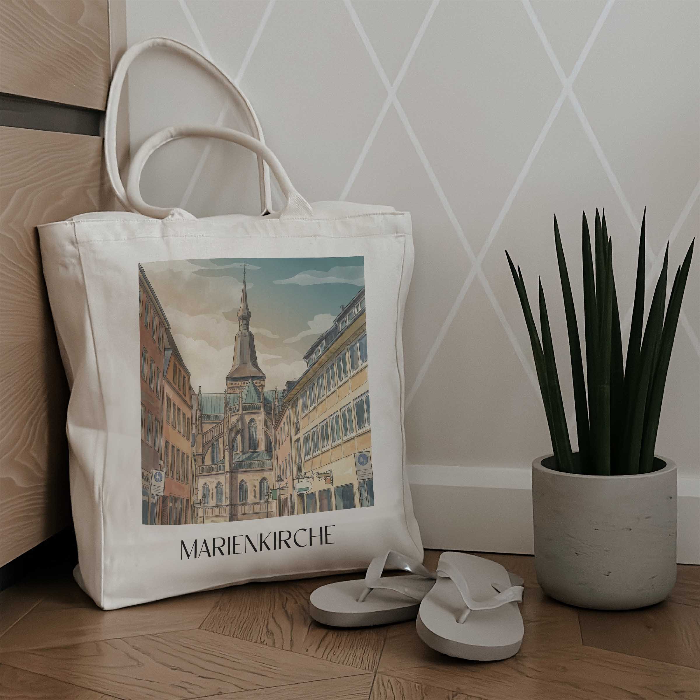 marienkirche-osnabrück-deutschland-einkaufstasche-aquarell