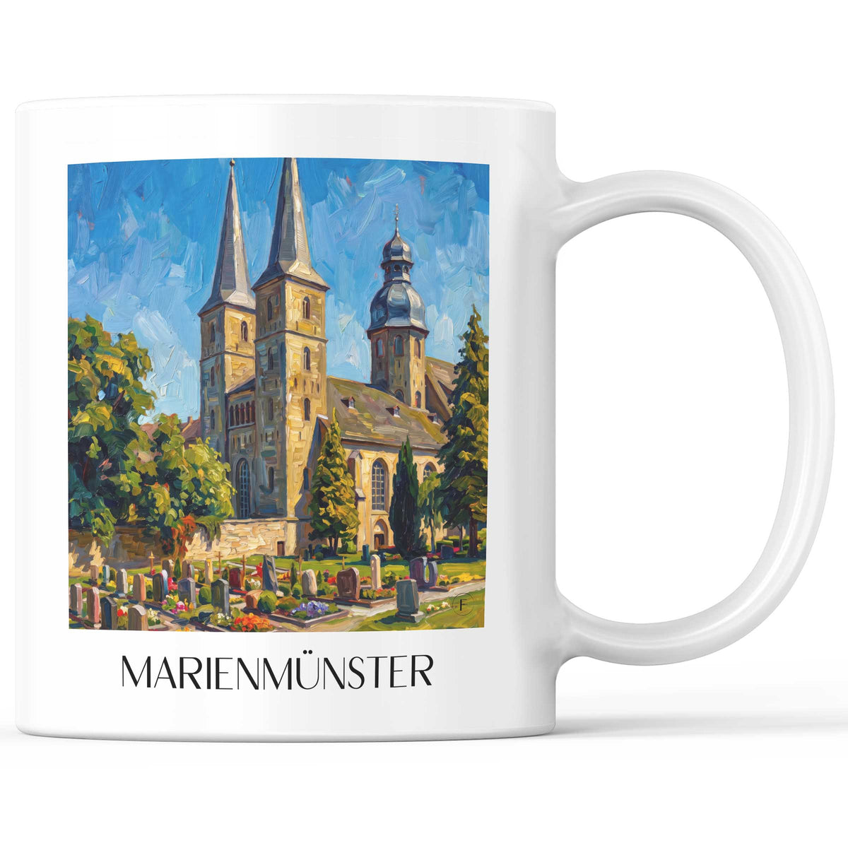 Marienmünster Kaffeebecher - Ostwestfalen - Deutschland Becher - Kaffeetasse im Ölgemälde Stil - favplace