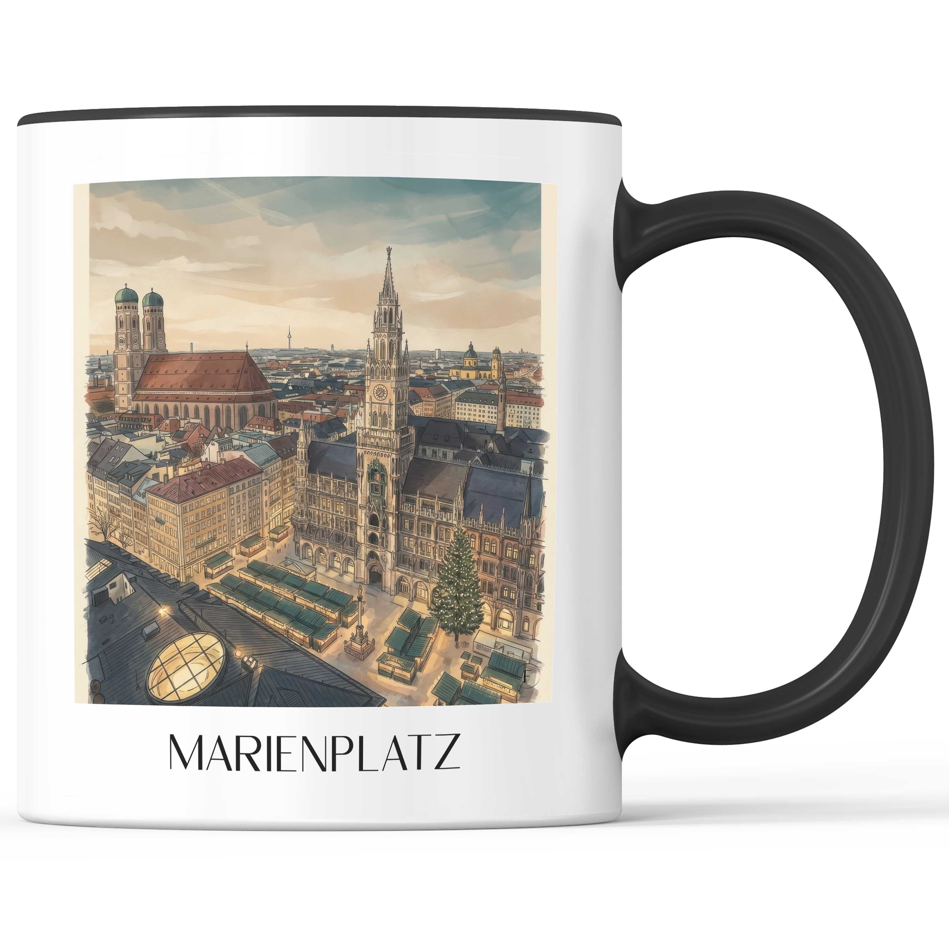 Marienplatz Kaffeebecher - München - Deutschland Becher - Kaffeetasse im Aquarell Stil - favplace
