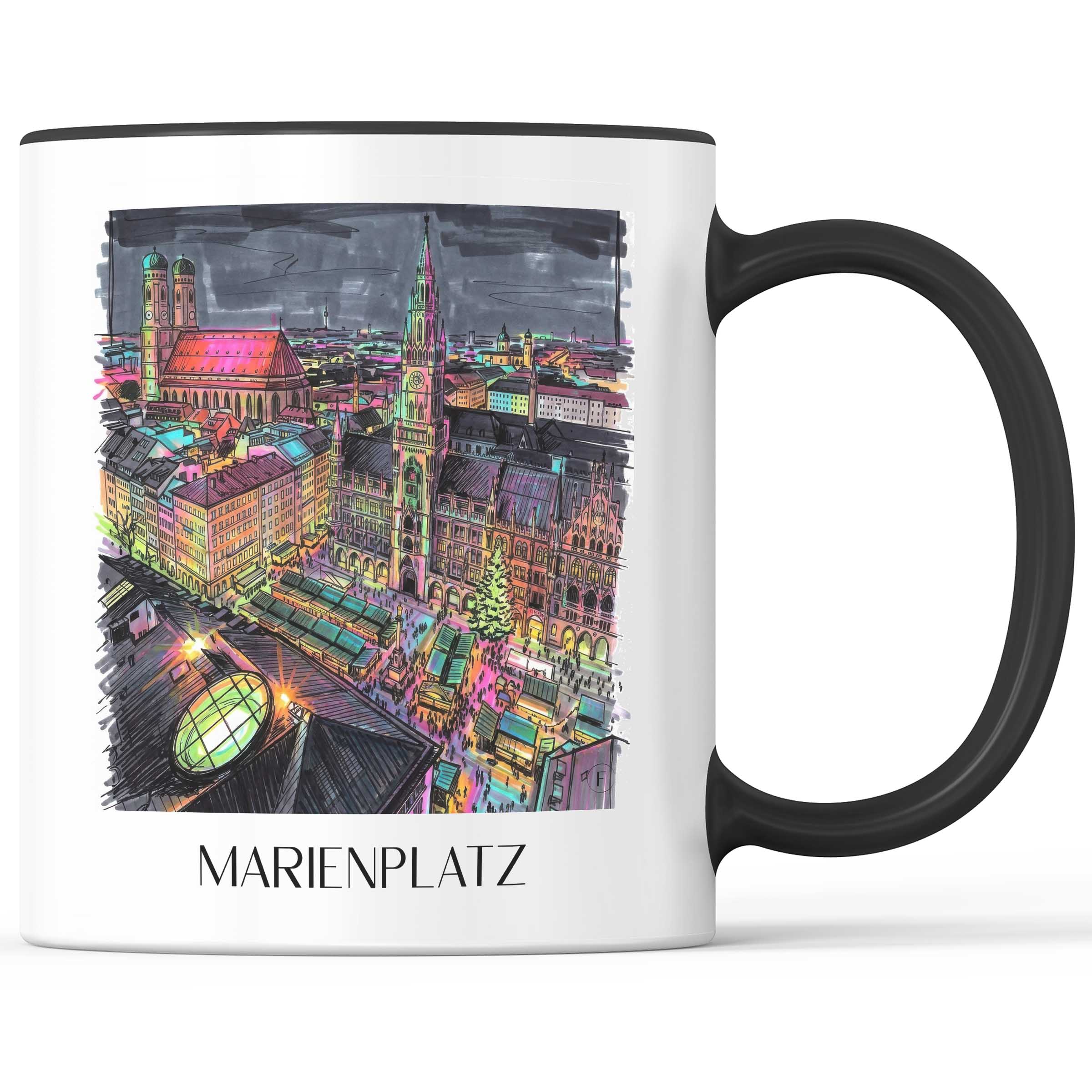 Marienplatz Kaffeebecher - München - Deutschland Becher - Kaffeetasse im Tag Graffiti Stil