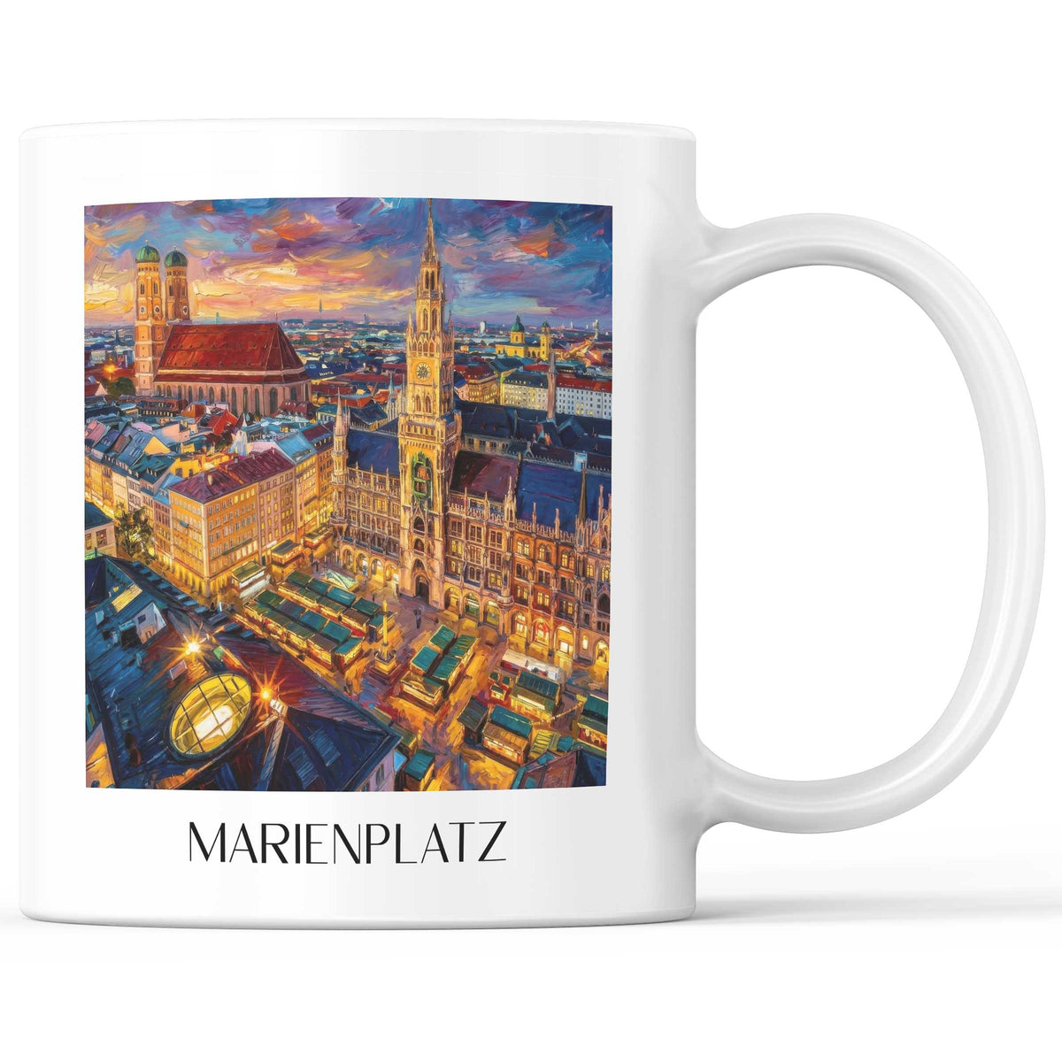 Marienplatz Kaffeebecher - München - Deutschland Becher - Kaffeetasse im Ölgemälde Stil - favplace