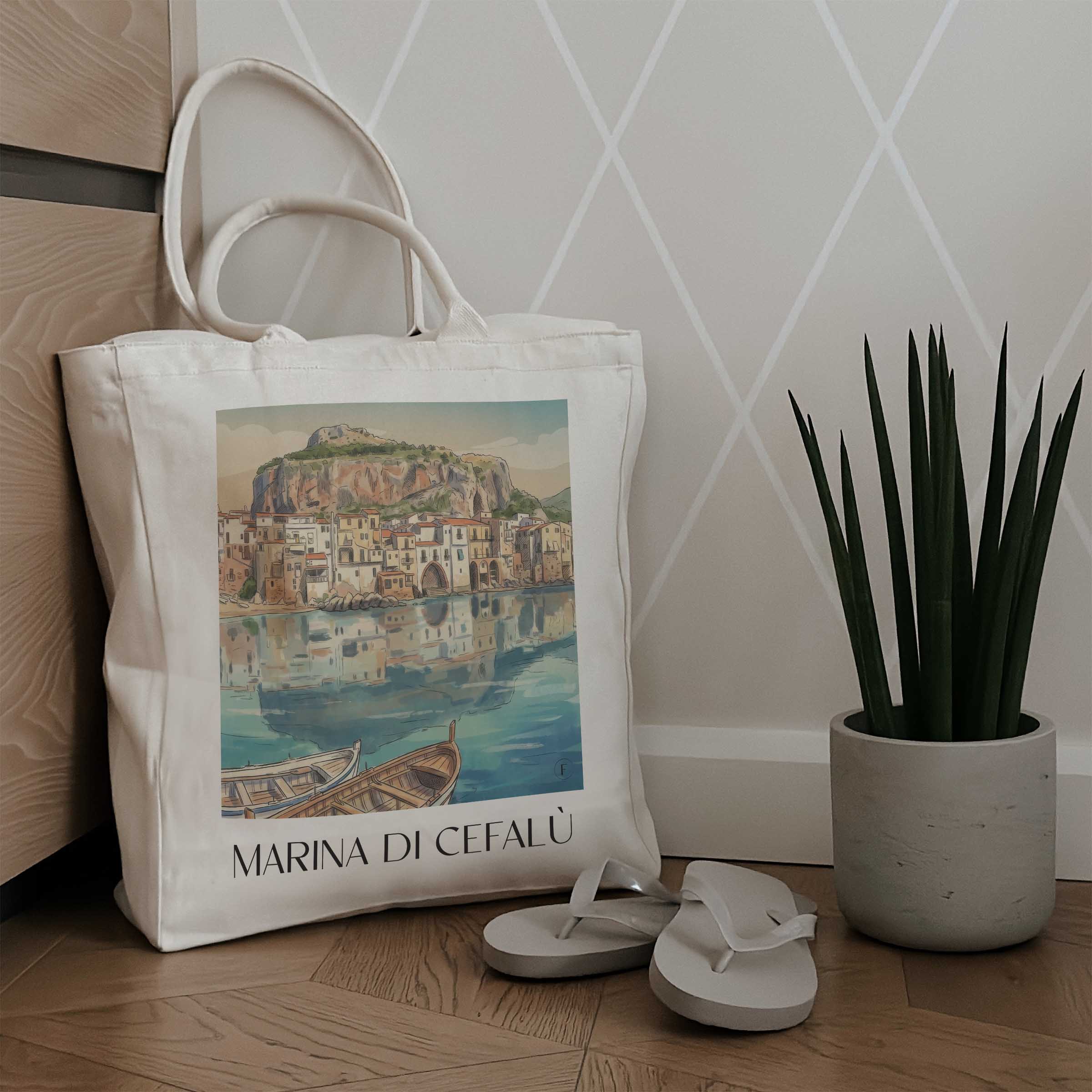 marina-di-cefalù-sizilien-italien-einkaufstasche-aquarell