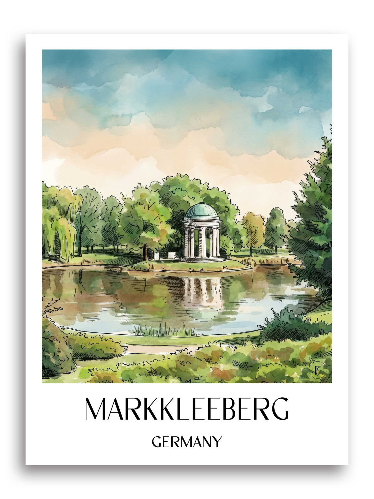 Markkleeberg Poster - Leipziger Neuseenland - Deutschland Kunstdruck - Aquarell von A4 bis A1 - favplace