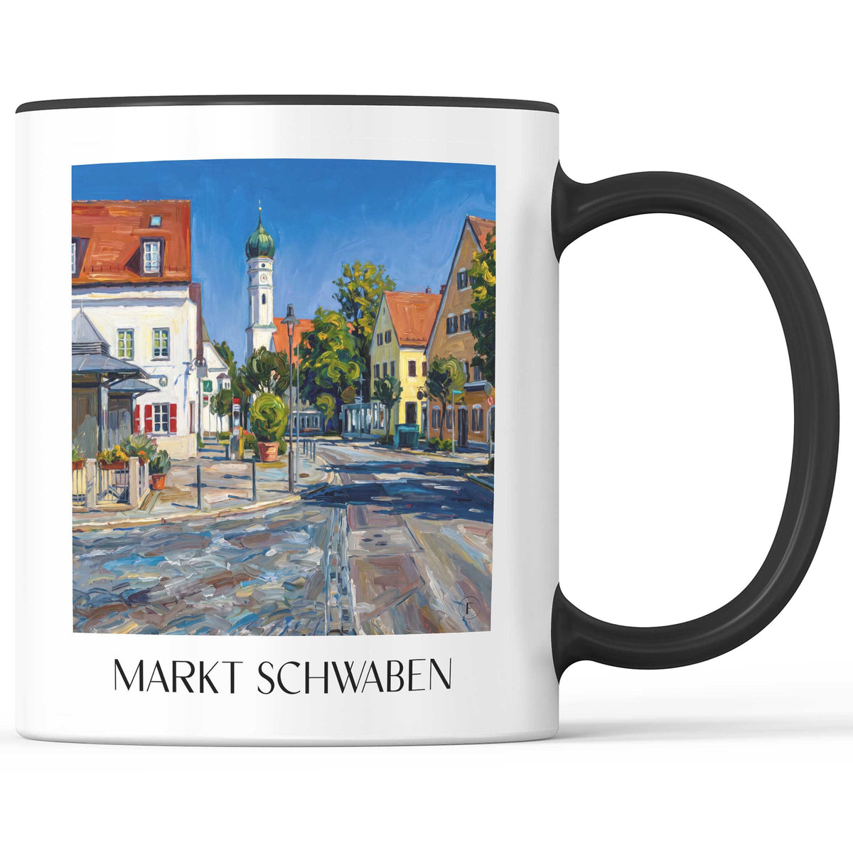 markt-schwaben-bayern-deutschland-kaffeebecher-oil-painting-oelgemaelde
