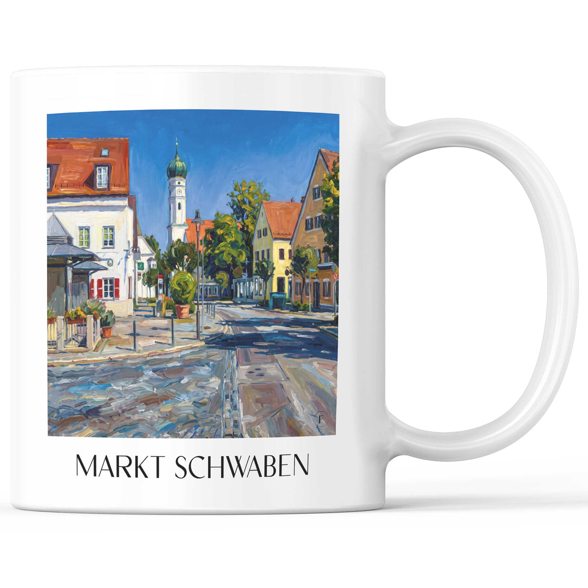 Markt Schwaben Kaffeebecher - Bayern - Deutschland Becher - Kaffeetasse im Ölgemälde Stil - favplace