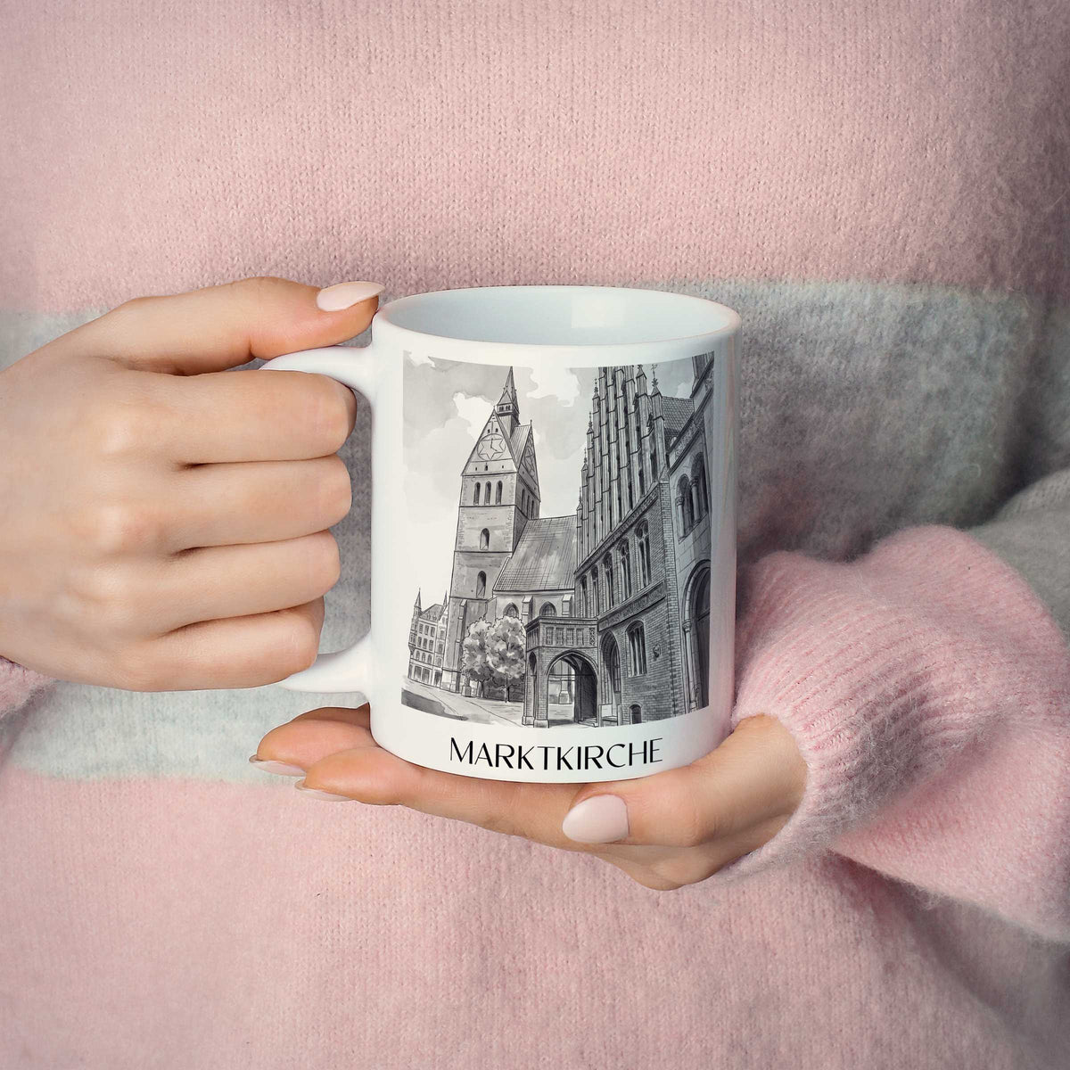 marktkirche-hannover-deutschland-kaffeebecher-aquarell-schwarz-weiss
