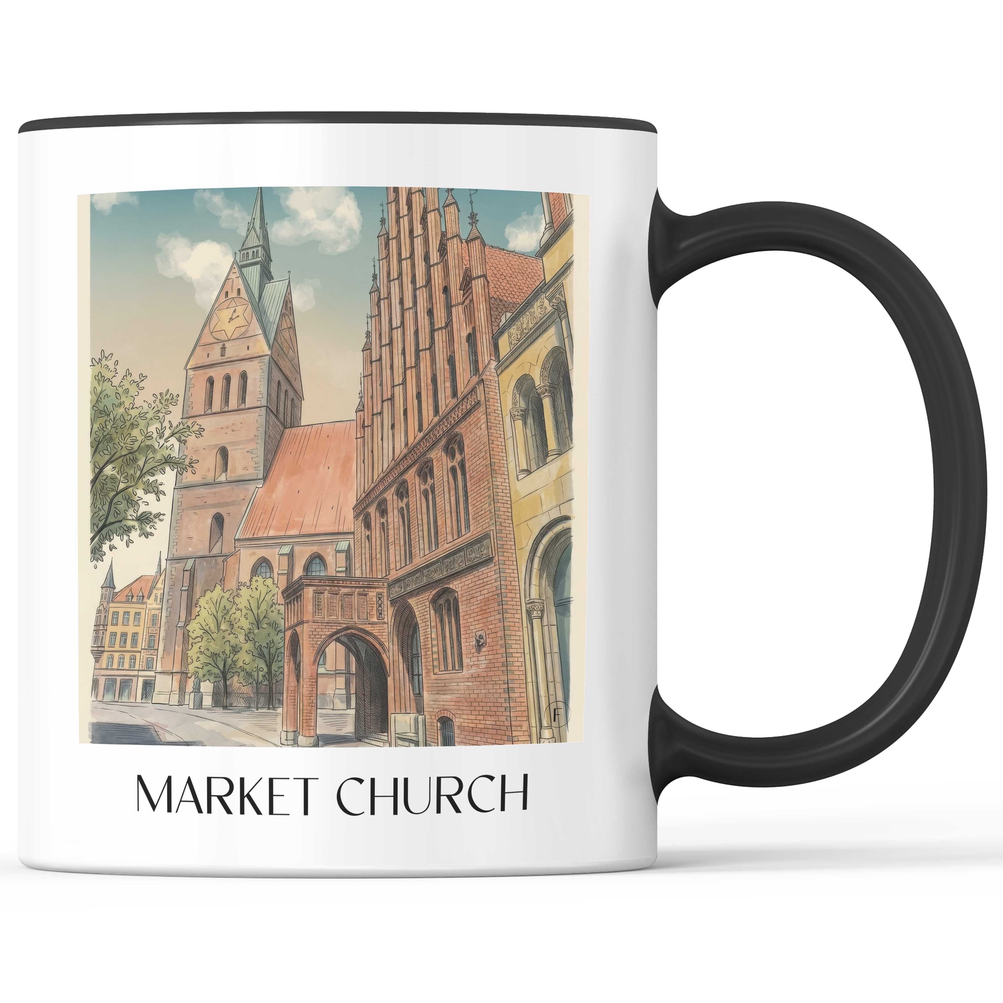 Marktkirche Kaffeebecher - Hannover - Deutschland Becher - Kaffeetasse im Aquarell Stil - favplace