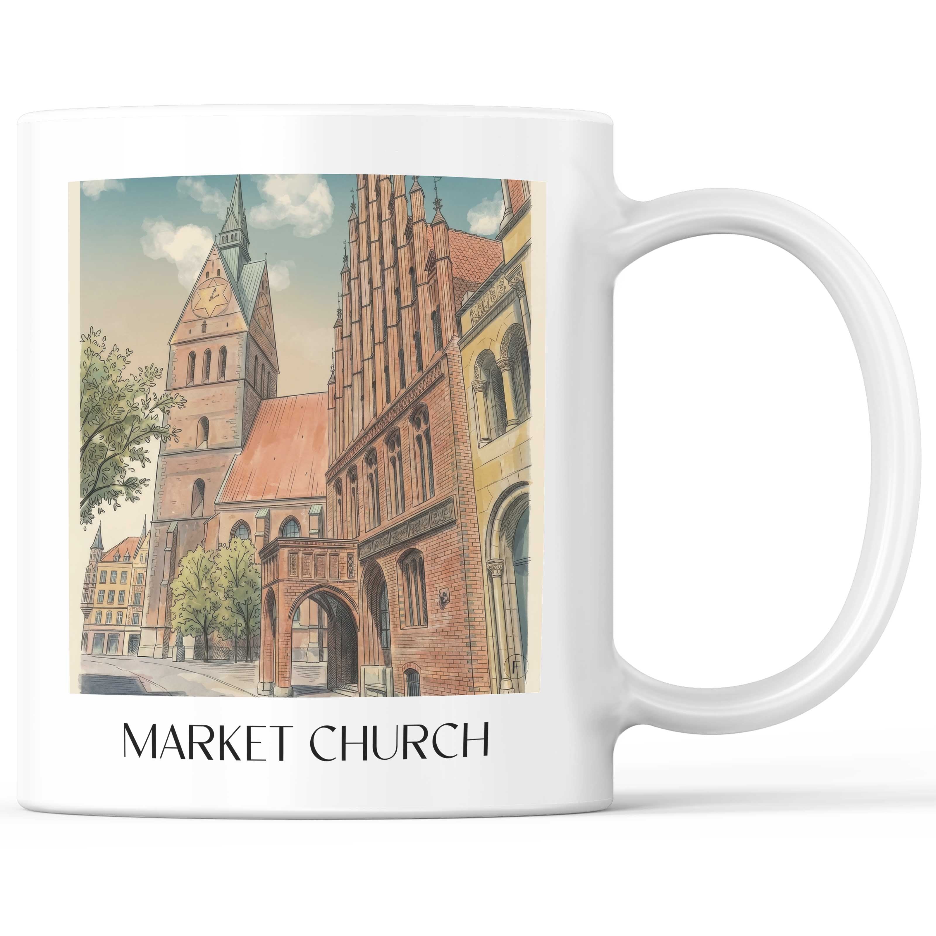 Marktkirche Kaffeebecher - Hannover - Deutschland Becher - Kaffeetasse im Aquarell Stil - favplace