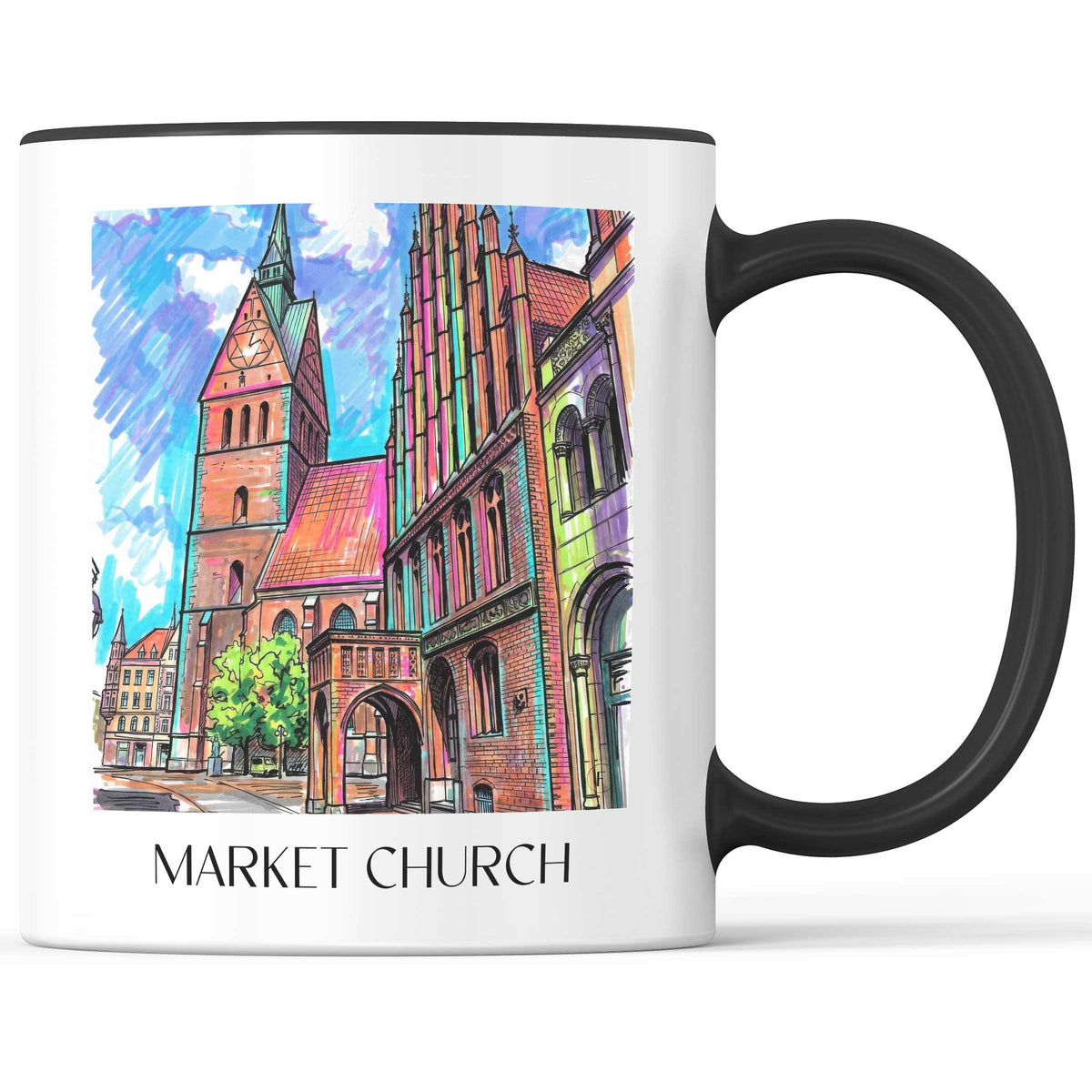 Marktkirche Kaffeebecher - Hannover - Deutschland Becher - Kaffeetasse im Tag Graffiti Stil - favplace