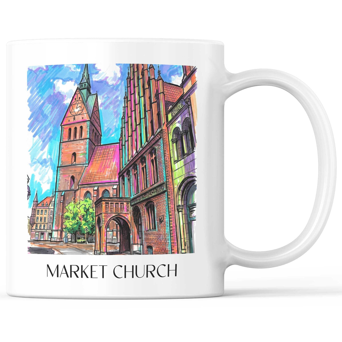 Marktkirche Kaffeebecher - Hannover - Deutschland Becher - Kaffeetasse im Tag Graffiti Stil - favplace