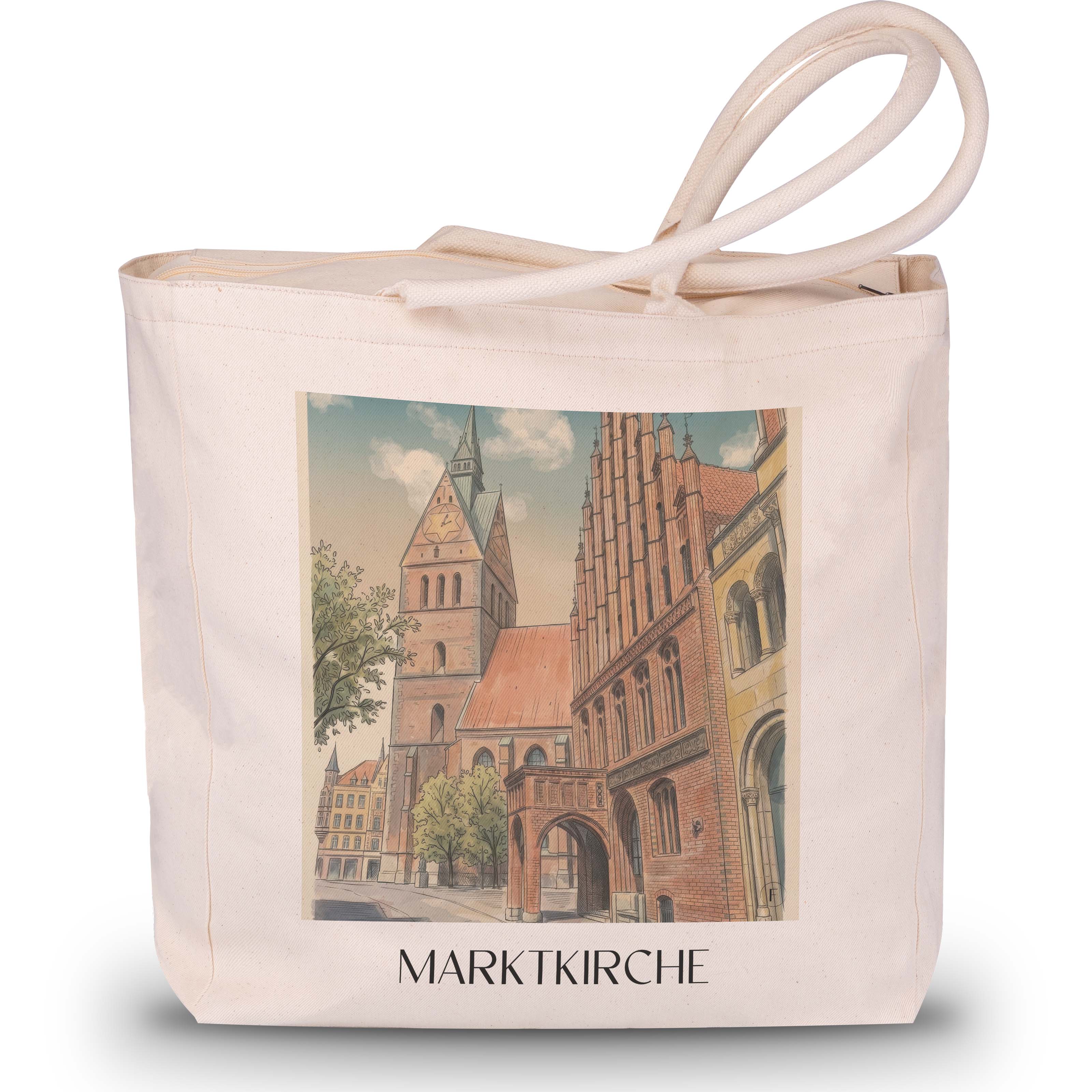marktkirche-hannover-deutschland-einkaufstasche-aquarell