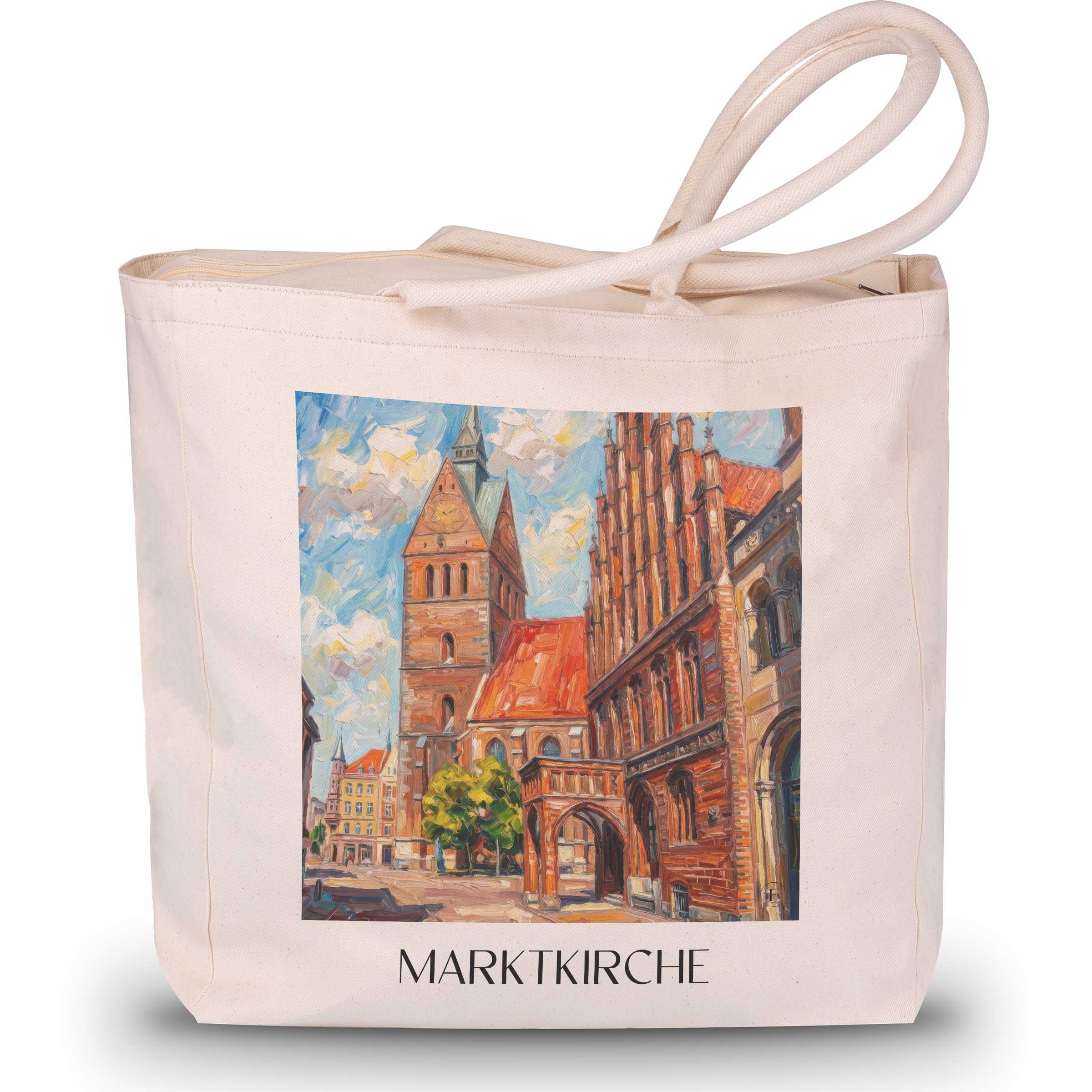 marktkirche-hannover-deutschland-einkaufstasche-oil-painting-oelgemaelde