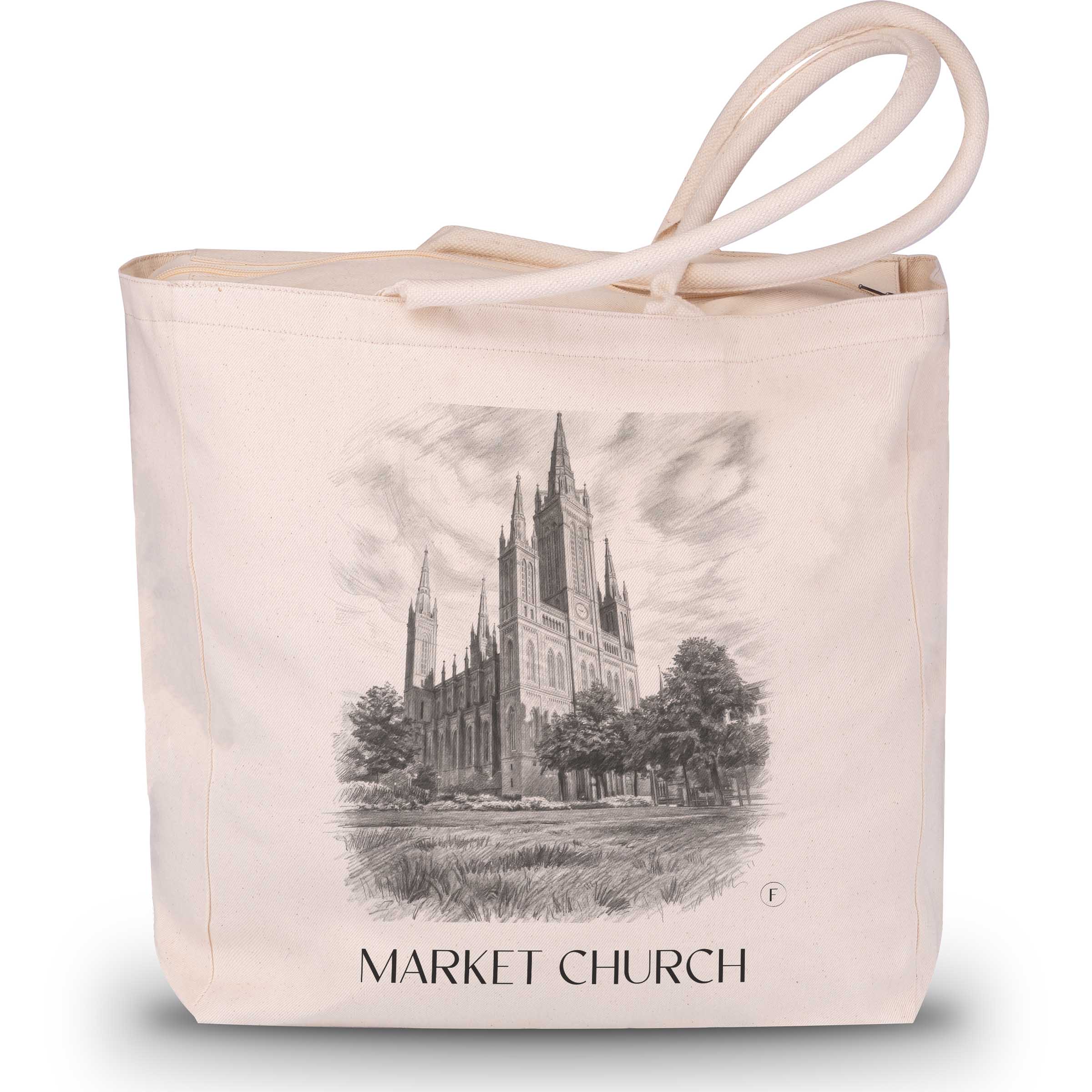 Marktkirche Shopping Tasche - Wiesbaden - Deutschland Tote Bag - Einkaufstasche im Zeichnung Stil