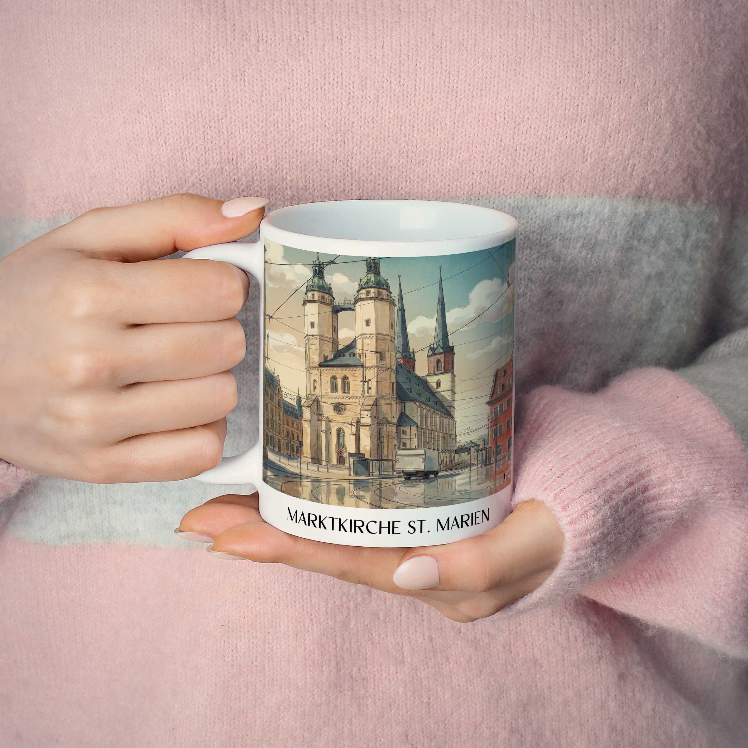 marktkirche-st.-marien-halle-deutschland-kaffeebecher-aquarell