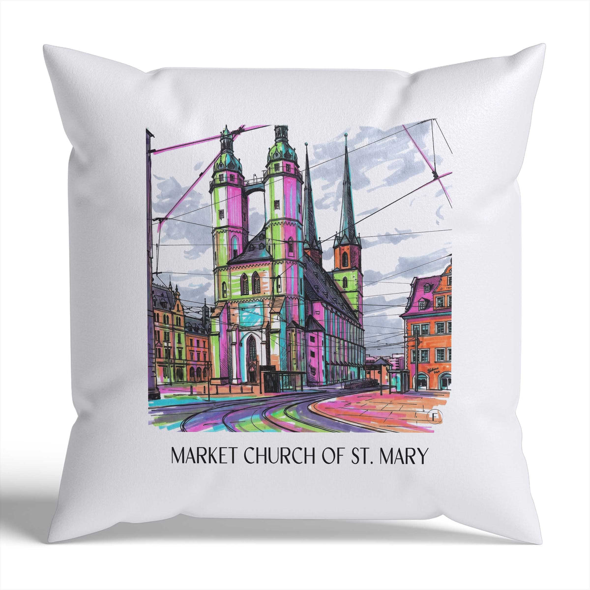 Marktkirche St. Marien Kissenhülle - Zierkissen Bezug - Halle - Deutschland Kissen bzw. Kissenbezug im Tag Graffiti Stil - favplace