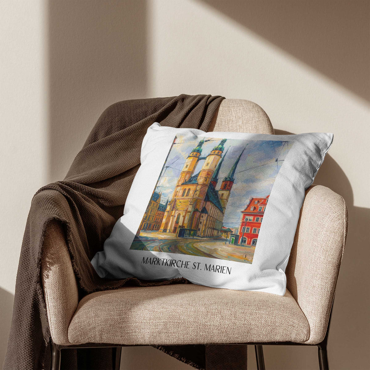 marktkirche-st.-marien-halle-deutschland-kissenbezug-oil-painting-oelgemaelde