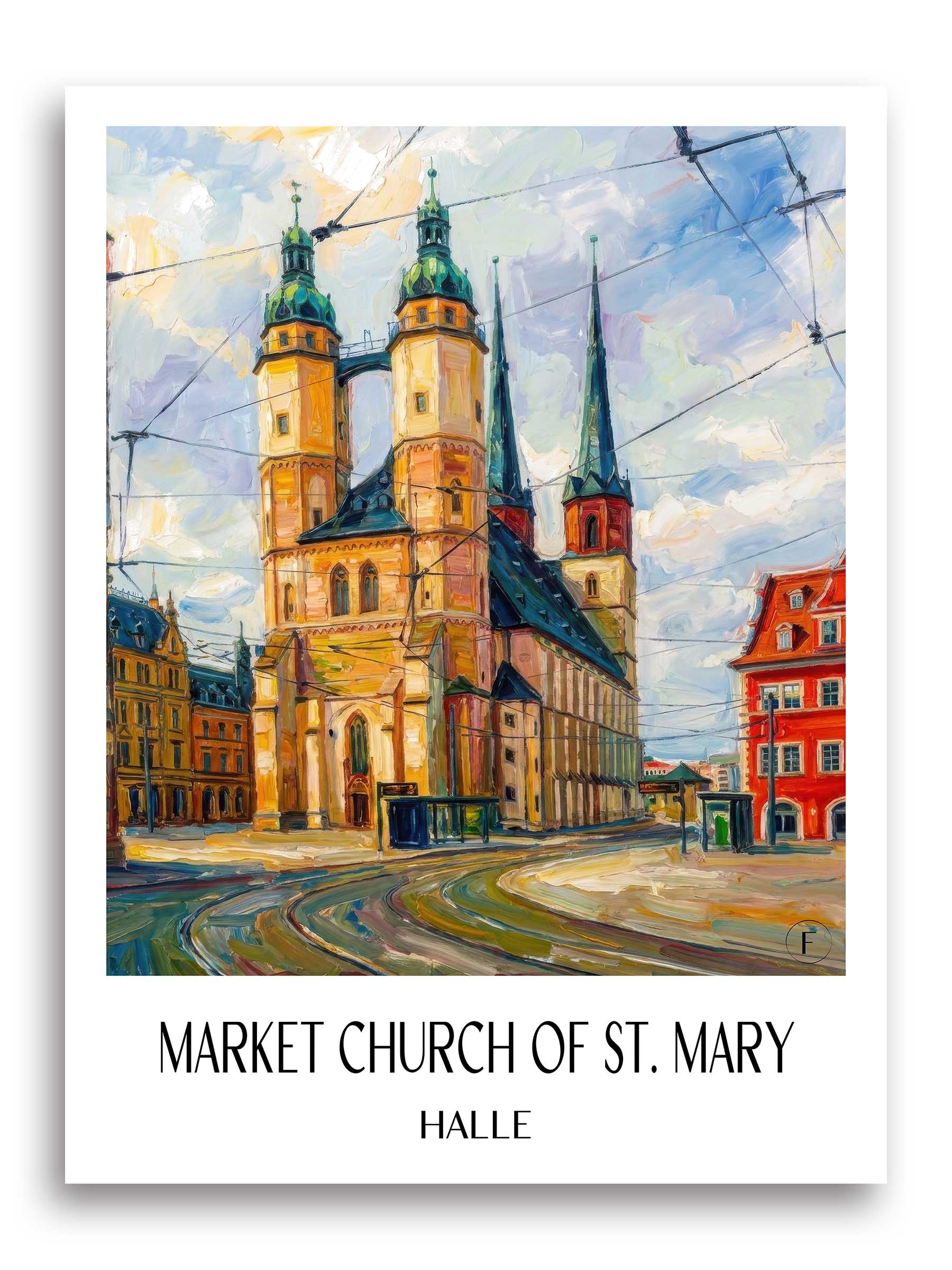 Marktkirche St. Marien Poster - Halle - Deutschland Kunstdruck - Ölgemälde von A4 bis A1 - favplace