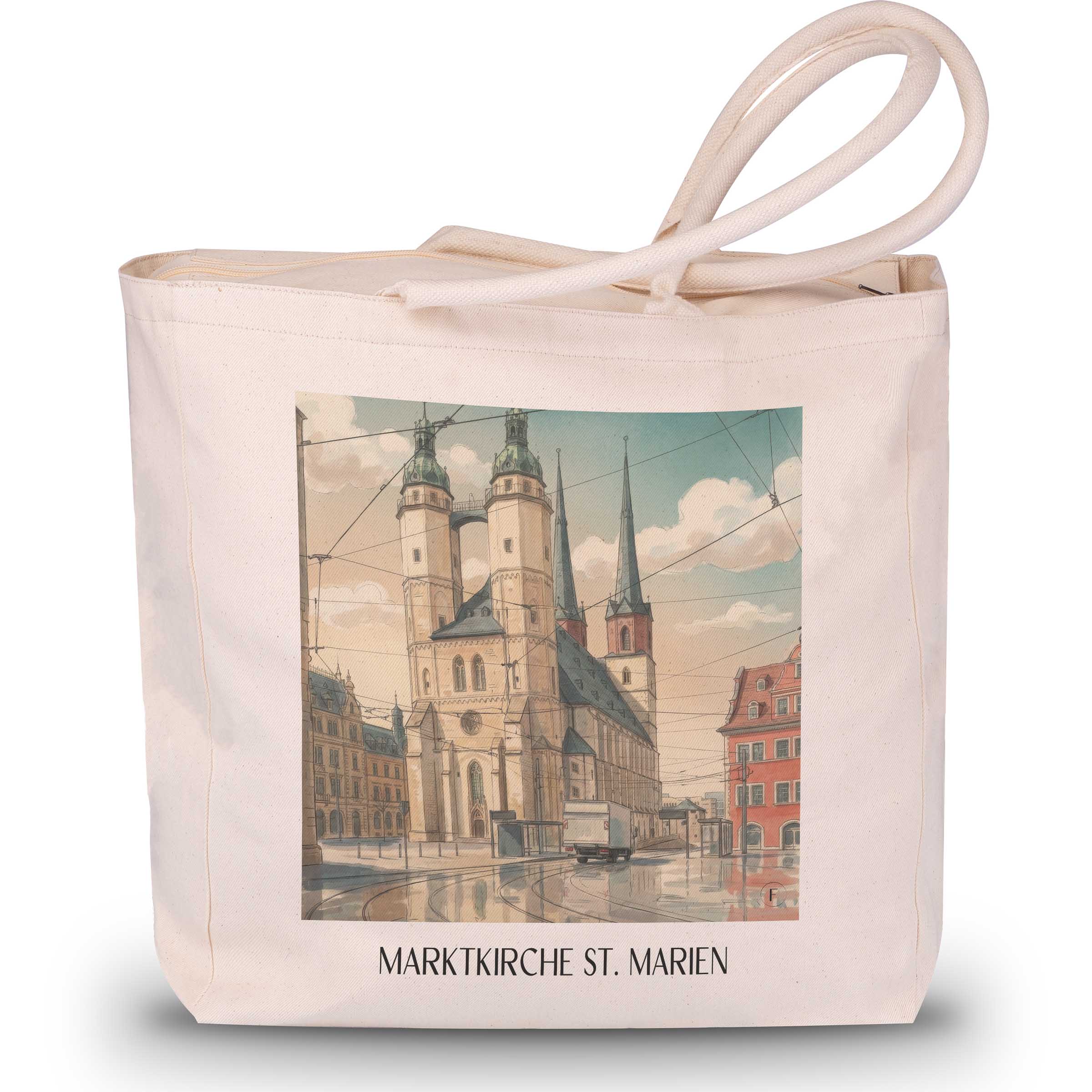 marktkirche-st.-marien-halle-deutschland-einkaufstasche-aquarell