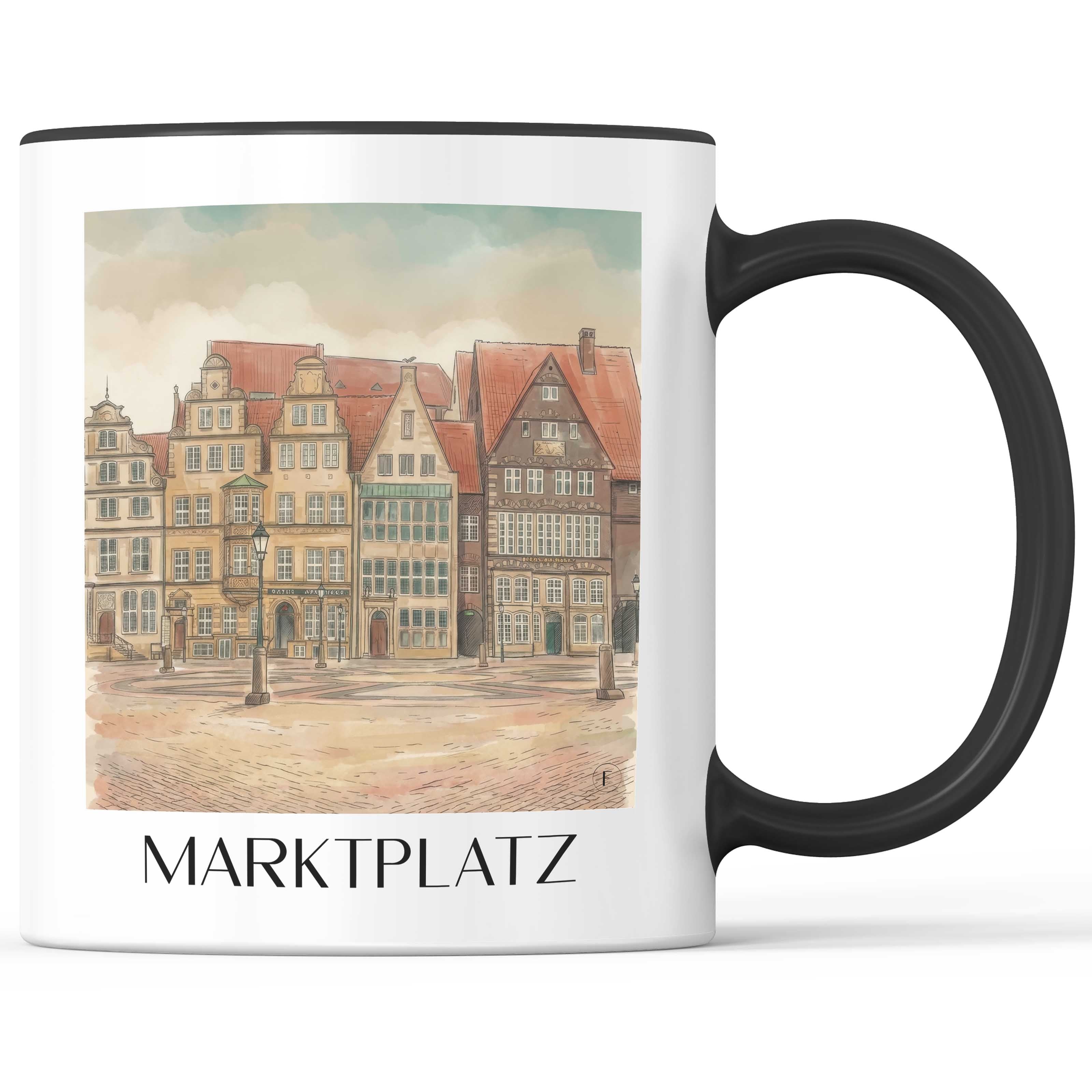marktplatz-bremen-deutschland-kaffeebecher-aquarell