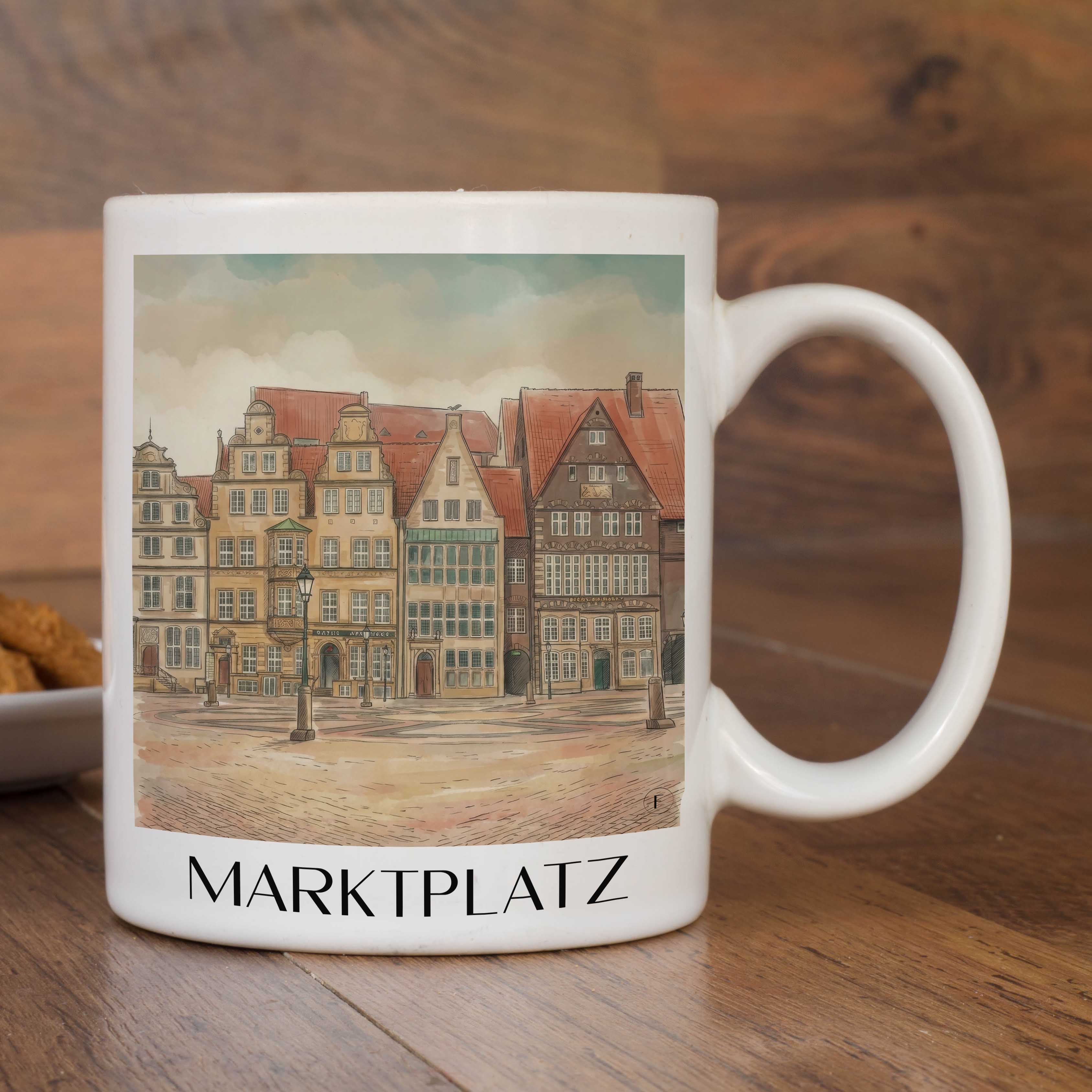 marktplatz-bremen-deutschland-kaffeebecher-aquarell