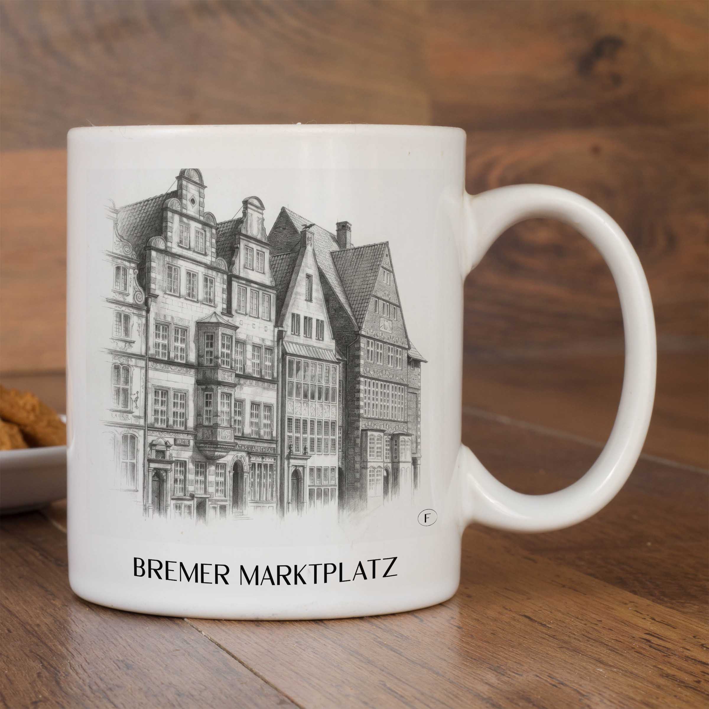 marktplatz-bremen-deutschland-kaffeebecher-bleistift-zeichnung-drawing
